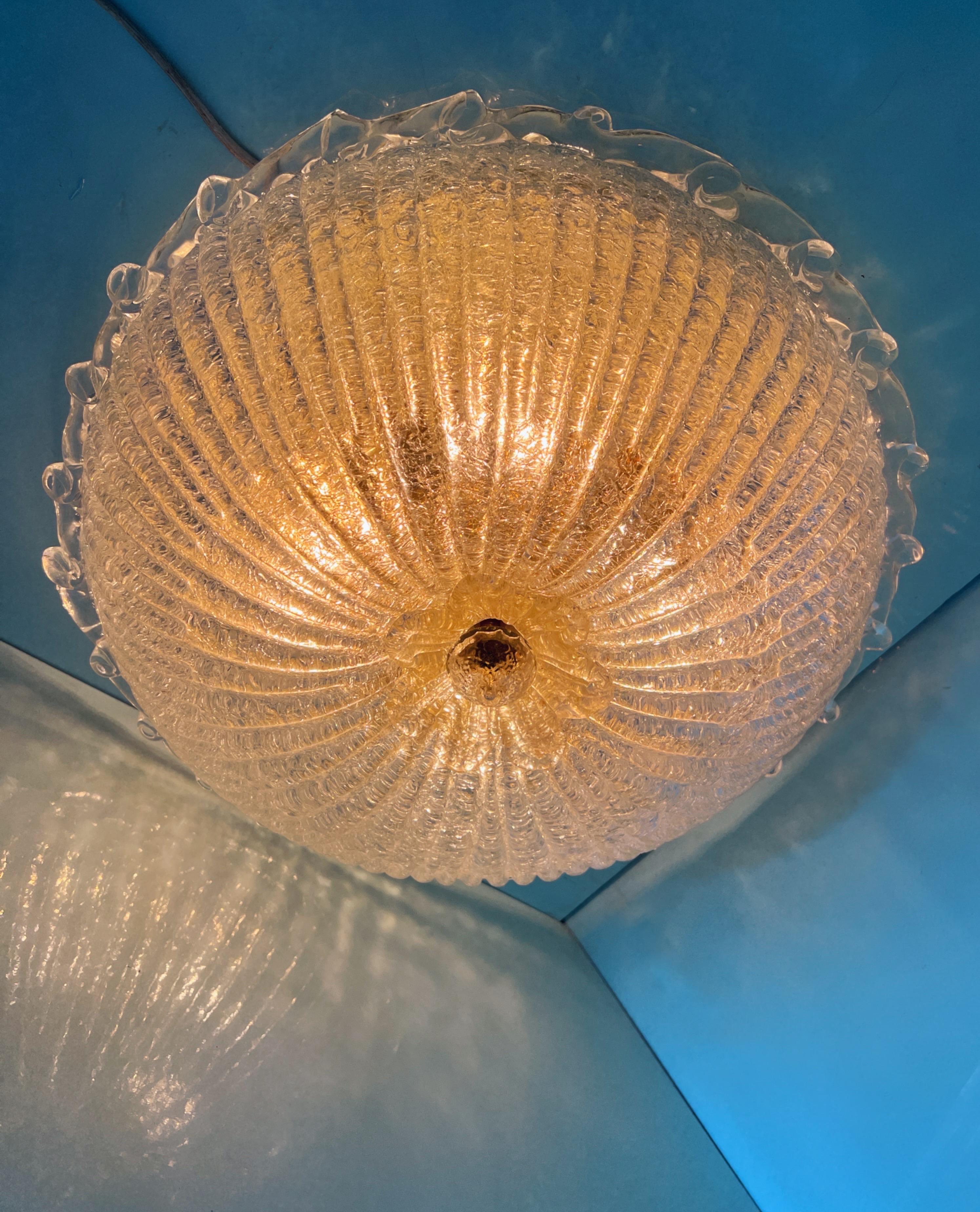 Mid-Century moderno Lampada da incasso in vetro di Murano 1970 in vendita