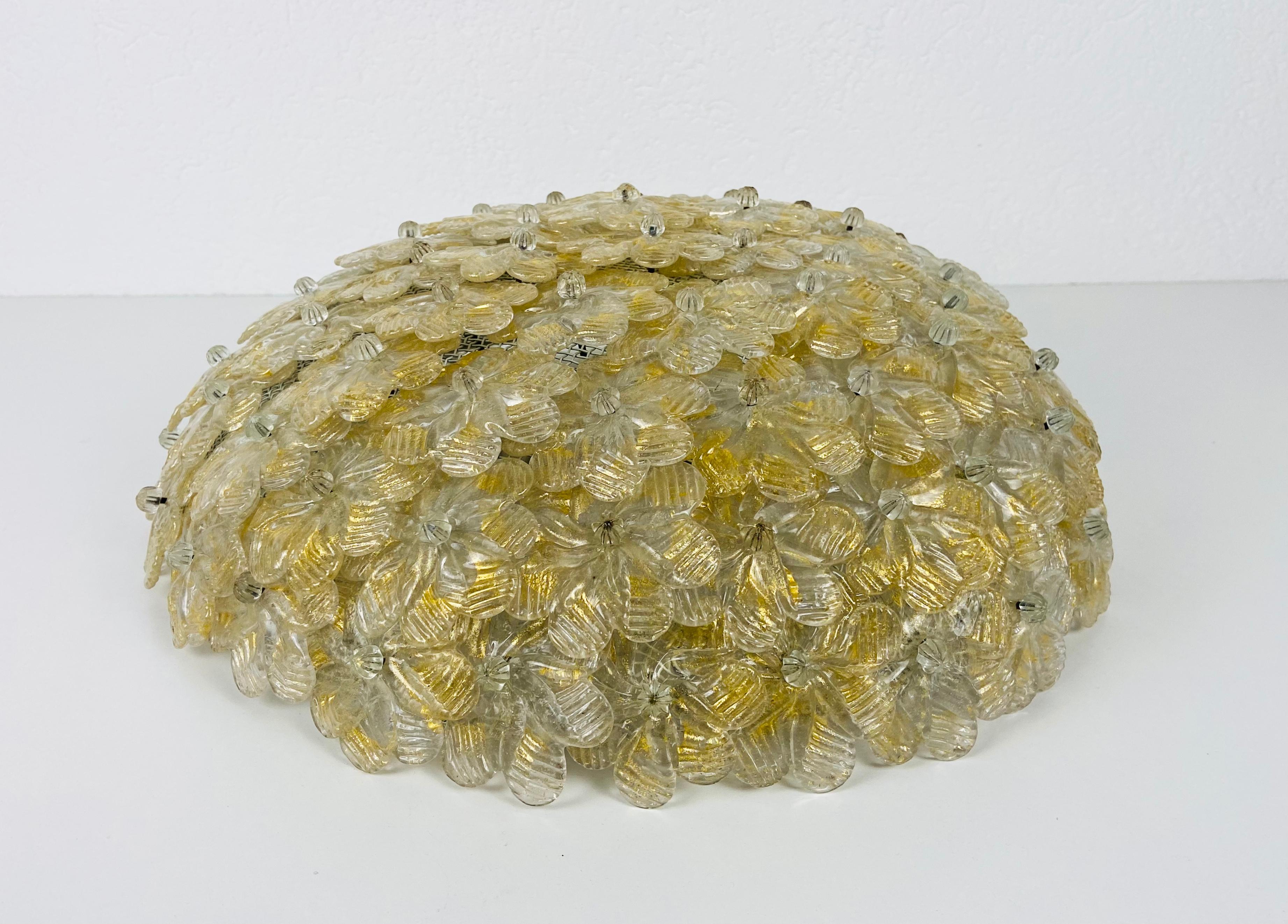 Murano Glass Flush Mount by Barovier & Toso Italy, 1980s In Good Condition In Hagenbach, DE