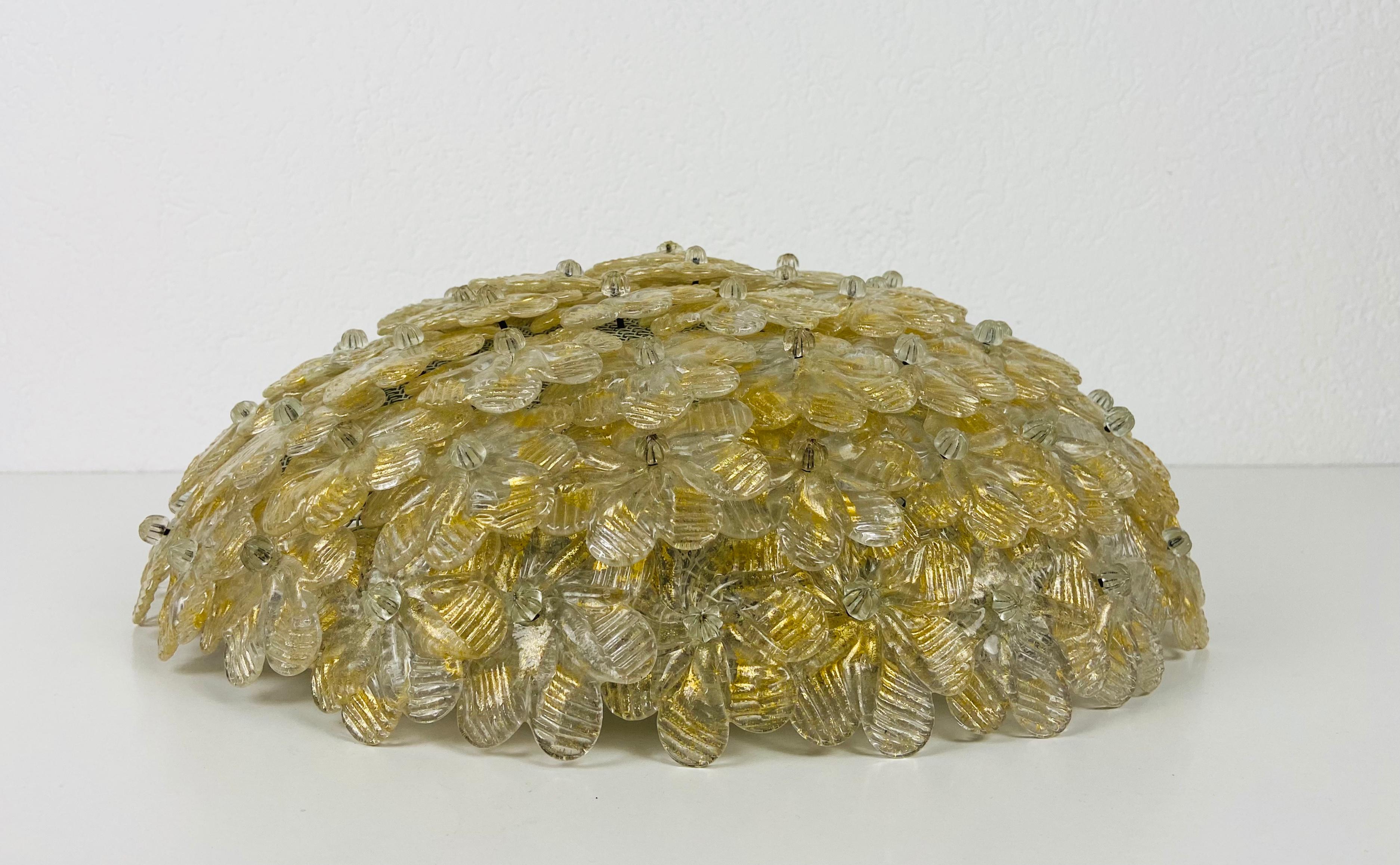 Late 20th Century Murano Glass Flush Mount by Barovier & Toso Italy, 1980s