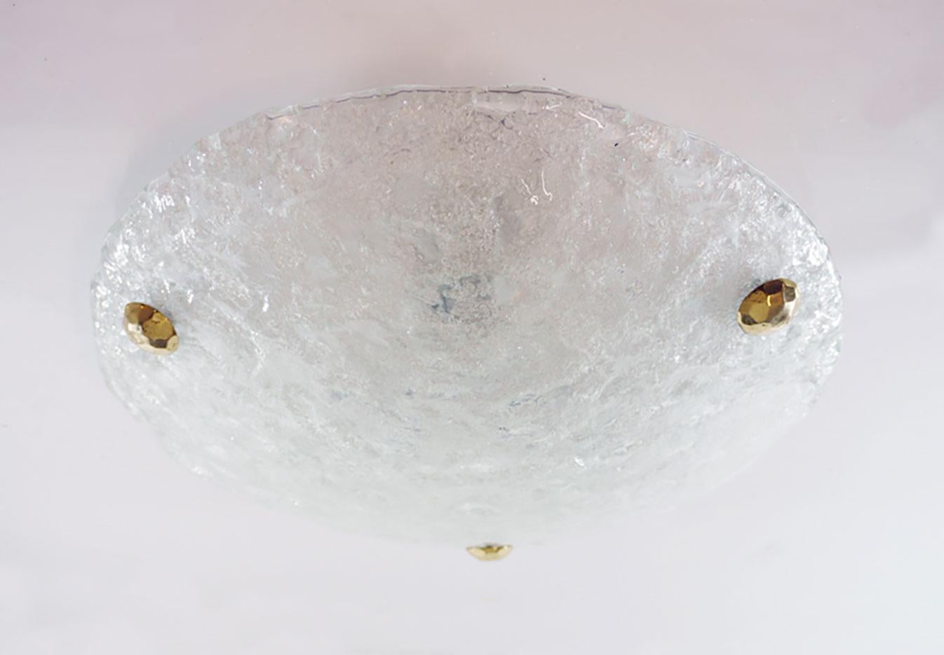 Mid-20th Century 1 (of 2) Murano Glass Flush Mount by Hillebrand, Germany, 1960s For Sale