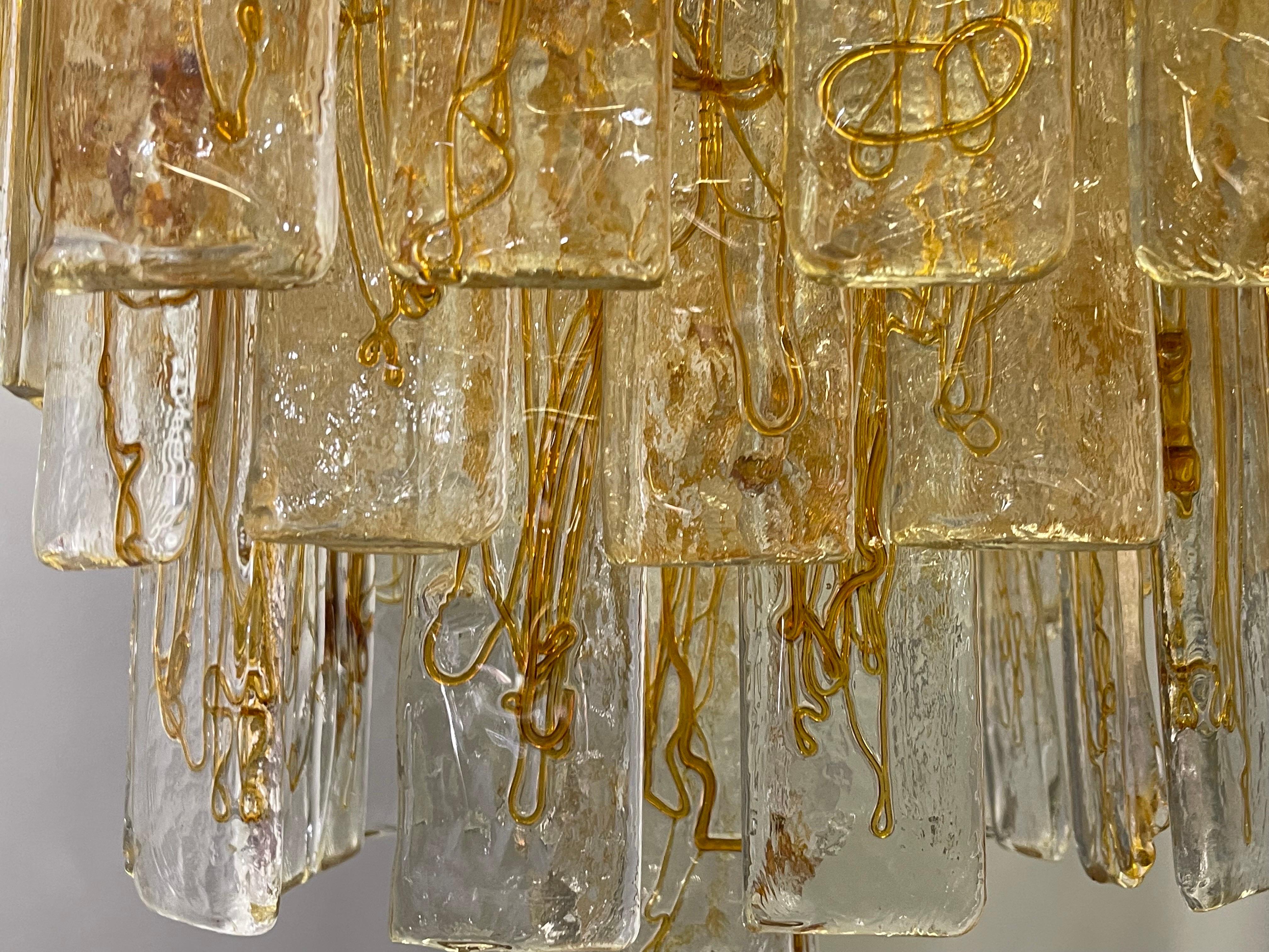 Metal Murano Glass Flush Mount by Venini or Mazzega, circa 1960s For Sale