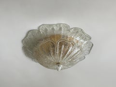 Murano Glass Flush Mount Ceiling Light by Barovier&Toso, Brass, 1960s