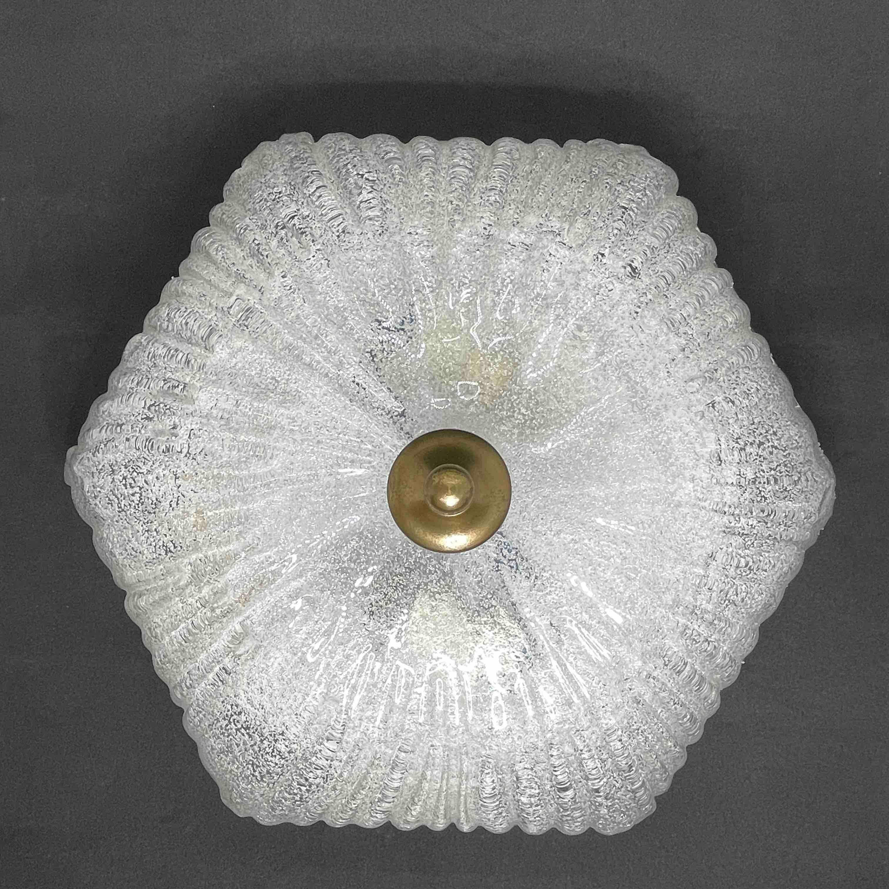 Late 20th Century Murano Glass Flush Mount Ceiling Light by Honsel Leuchten, Germany, 1970s For Sale