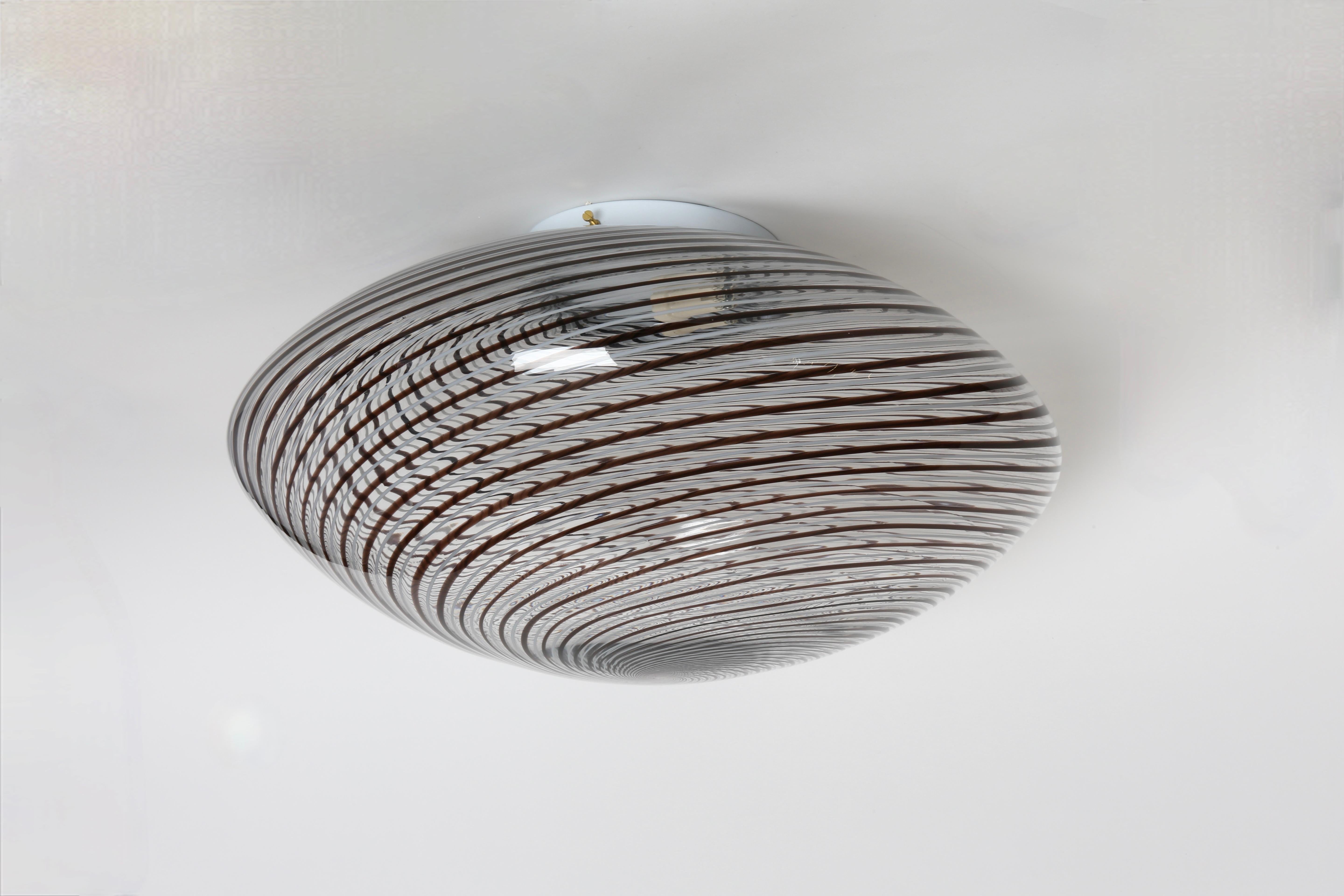 Enameled Murano Glass Flush Mount Ceiling Light Large For Sale