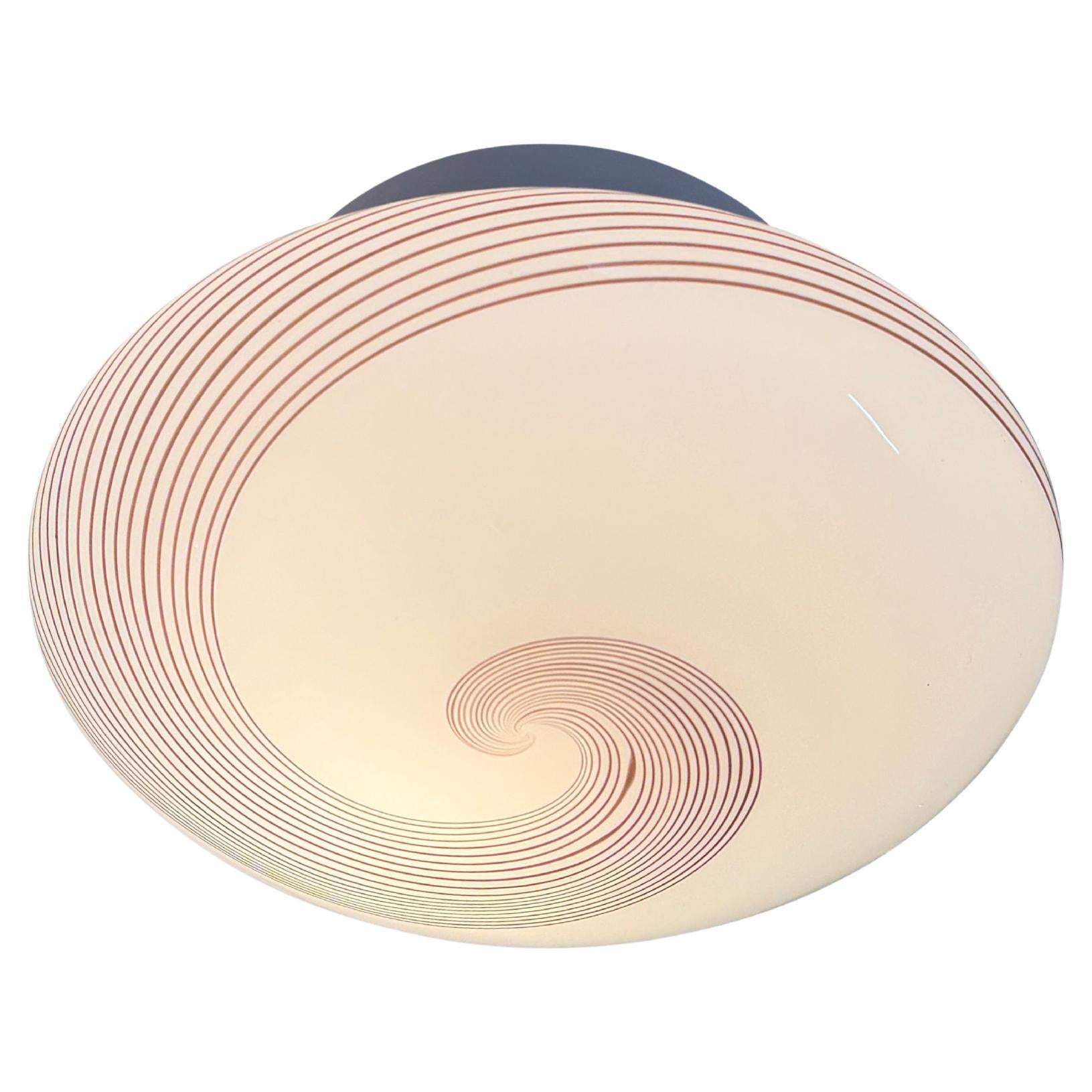 Murano Glass Flush Mount Ceiling Light, Swirl Pattern, Italy, 1960s