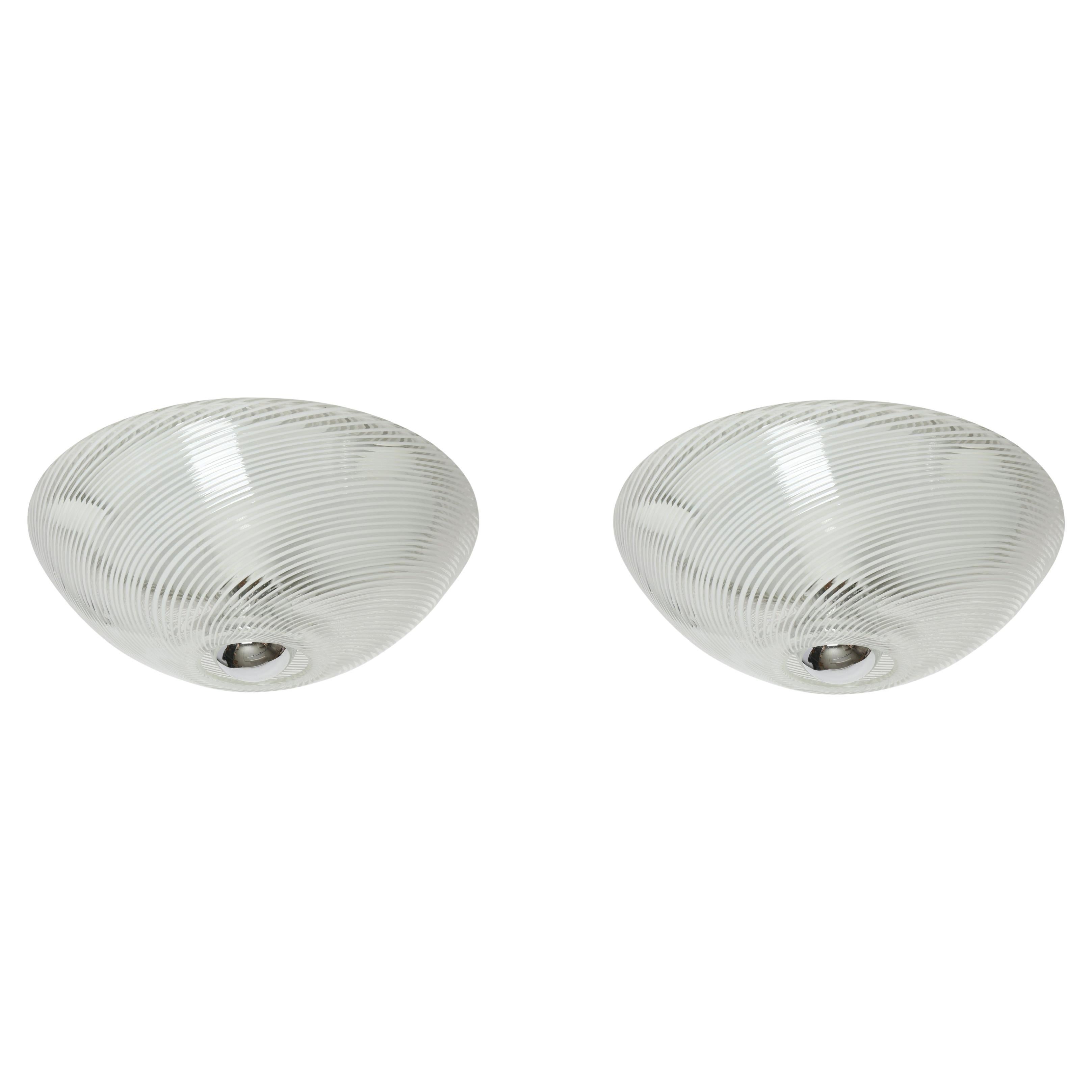 Murano Glass Flush Mount Ceiling or Wall Lights, set of 2