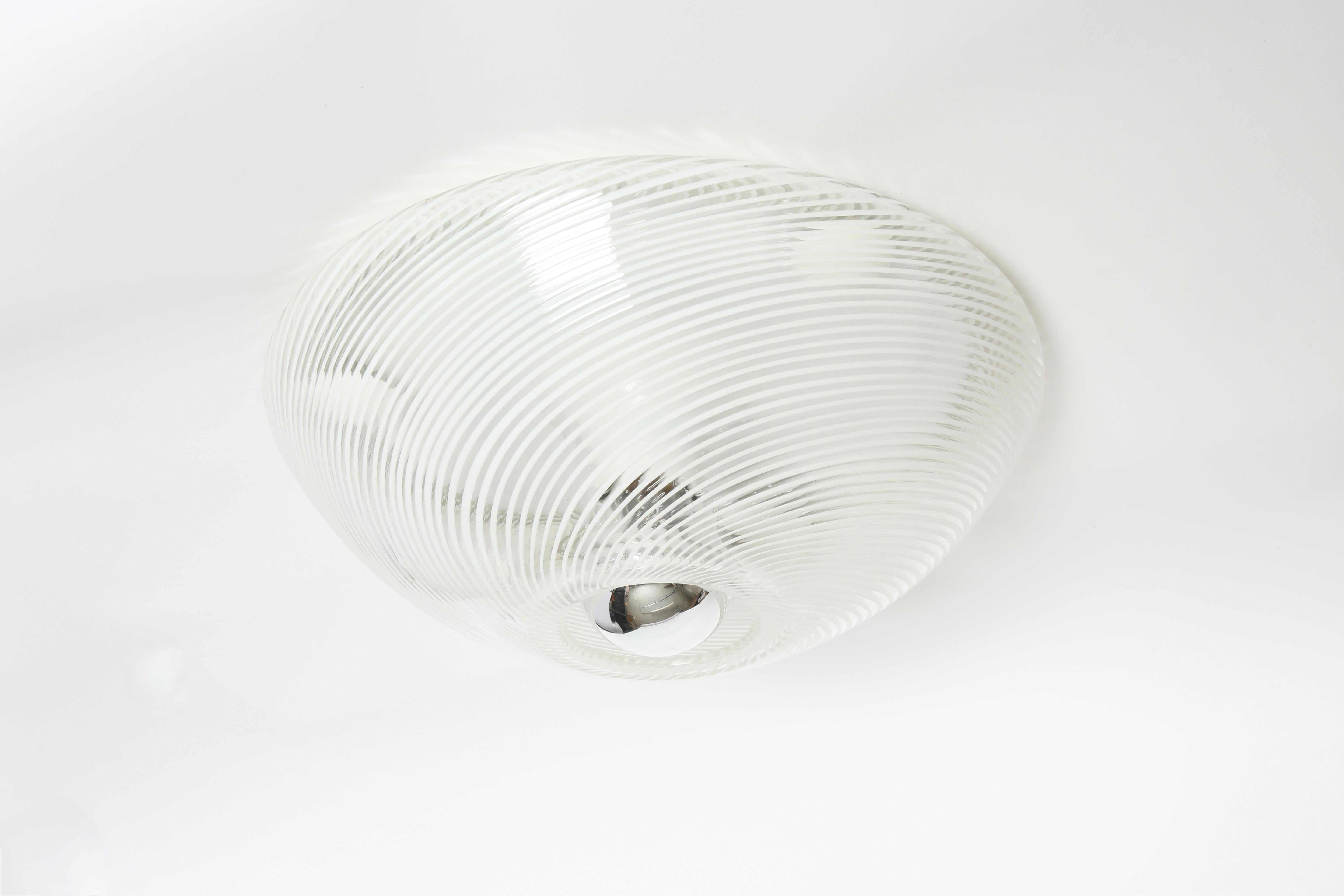 Metal Murano Glass Flush Mount Ceiling or Wall Light, Italy, 1960s For Sale