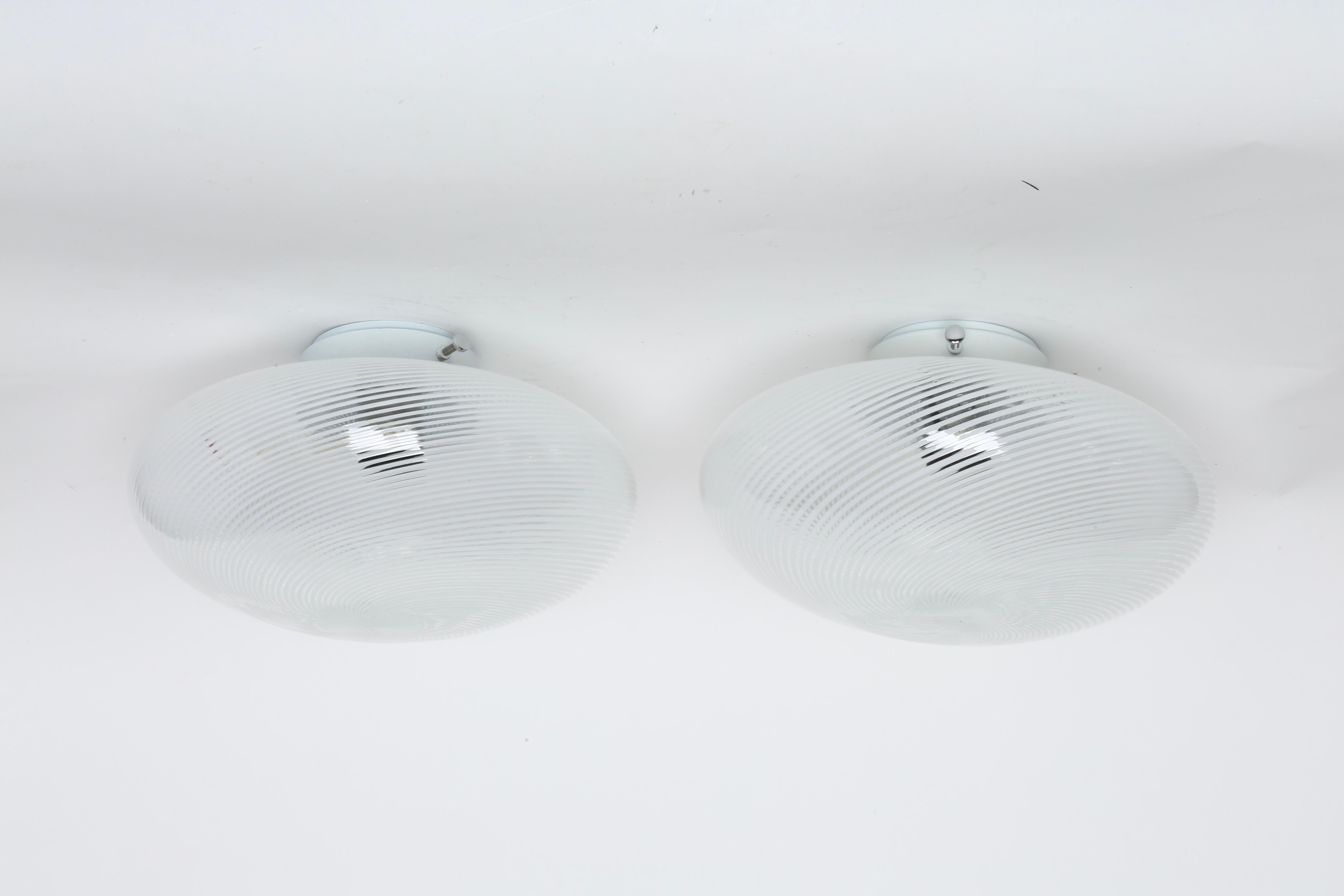 Murano Glass Flush Mount Ceiling or Wall lights, set of 2 For Sale 3