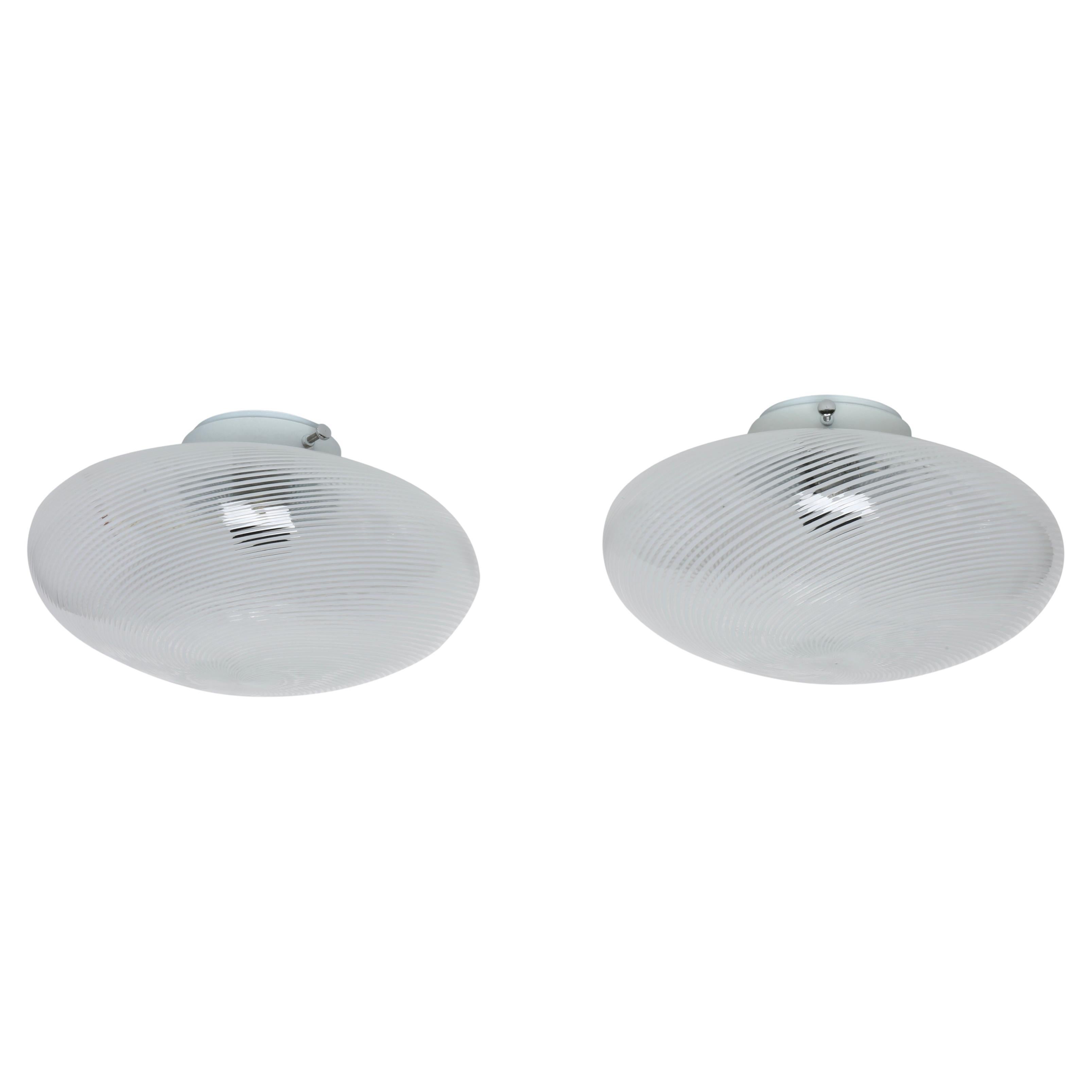Murano Glass Flush Mount Ceiling or Wall lights, set of 2 For Sale