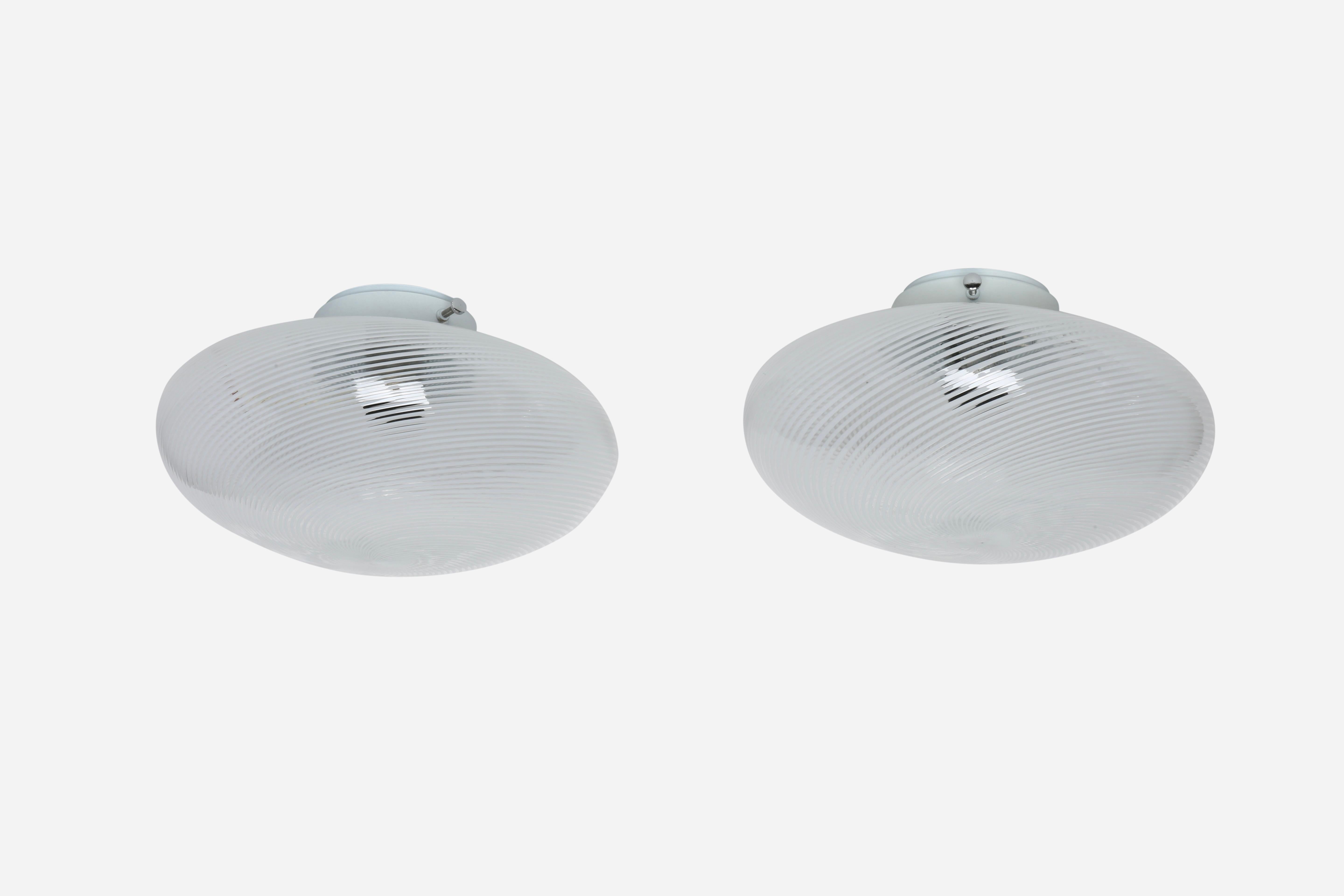 Murano Glass Flush Mount Ceiling or Wall lights, set of 2 Italy circa 1970s en venta 2