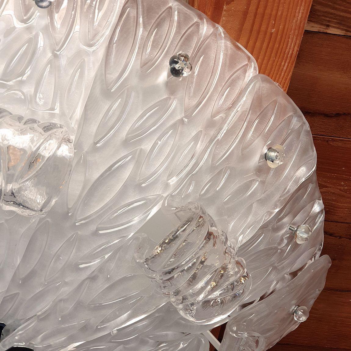 Lampadario a incasso in vetro di Murano anni '80 in vendita 3