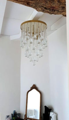 Murano Glass Flush Mount Chandelier 1980s