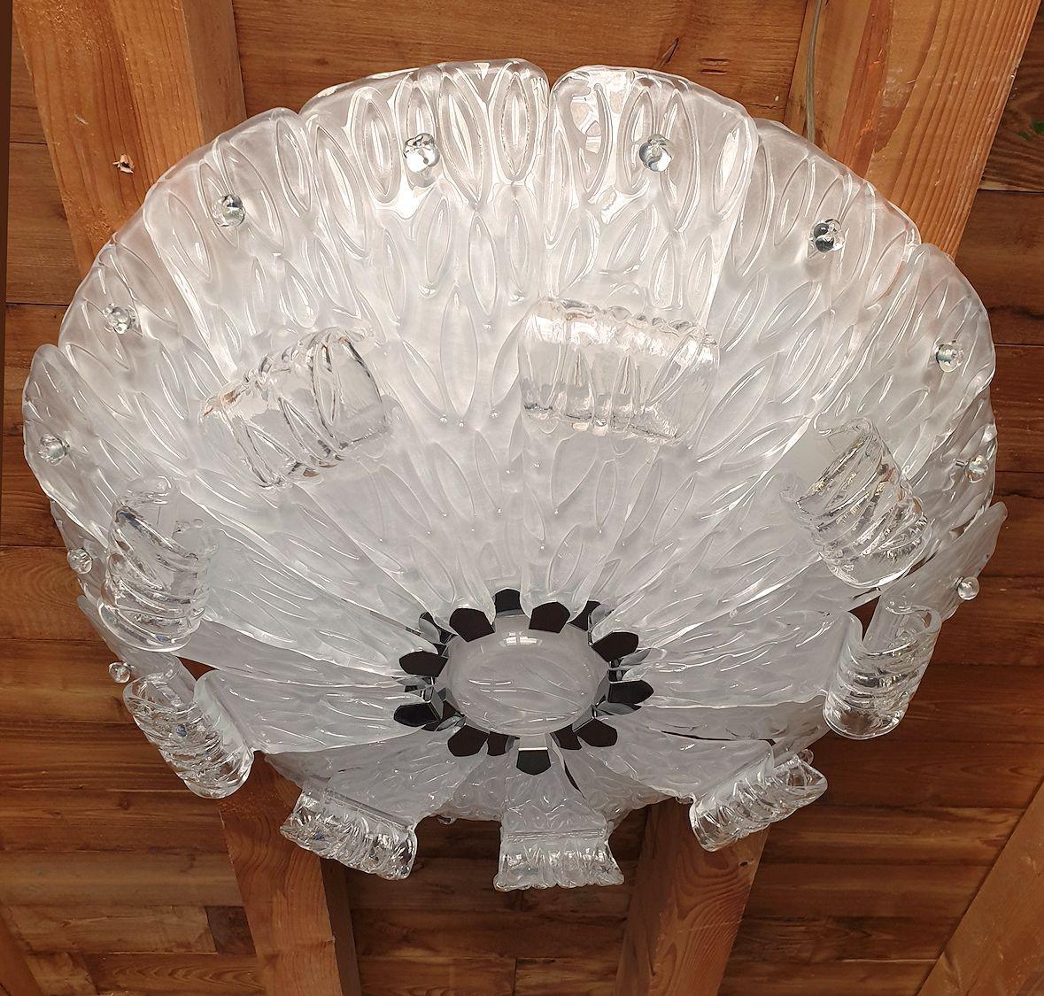 Mid-Century moderno Lampadario a incasso in vetro di Murano anni '80 in vendita