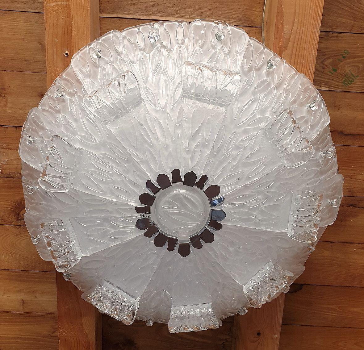 Italiano Lampadario a incasso in vetro di Murano anni '80 in vendita
