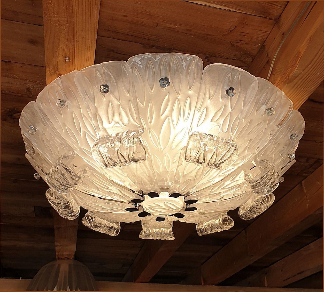 Lampadario a incasso in vetro di Murano anni '80 In condizioni ottime in vendita a Dallas, TX