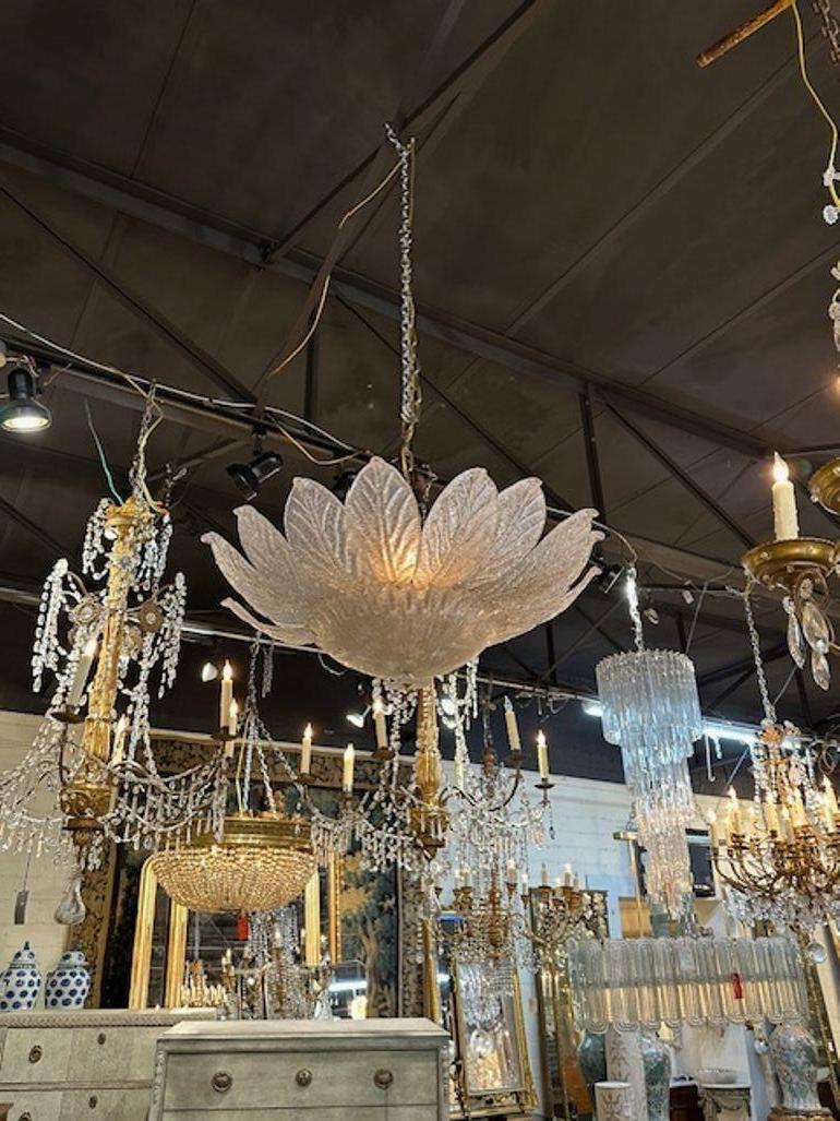 Vintage Murano granola glass flush mount chandelier. Circa 1960. Perfect for today's transitional designs!