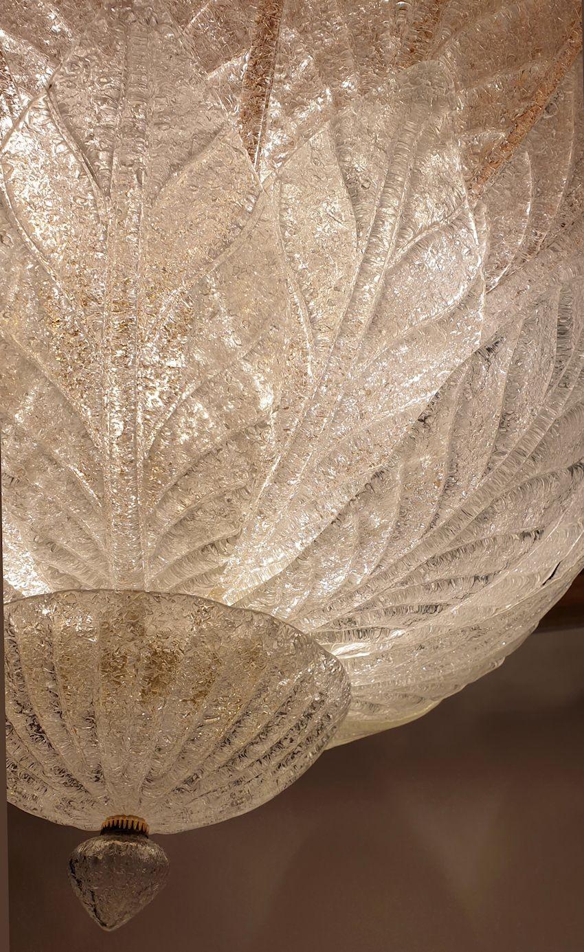 Gold Plate Murano glass flush-mount chandelier For Sale
