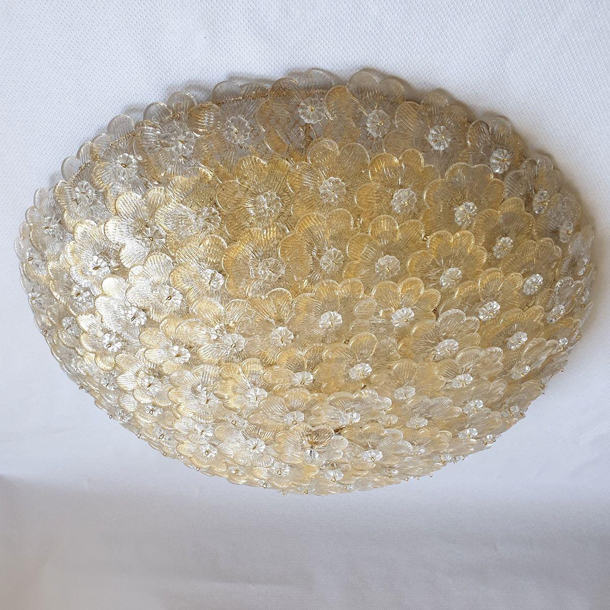 Mid-Century moderno Lampadario a incasso in vetro di Murano, Italia in vendita