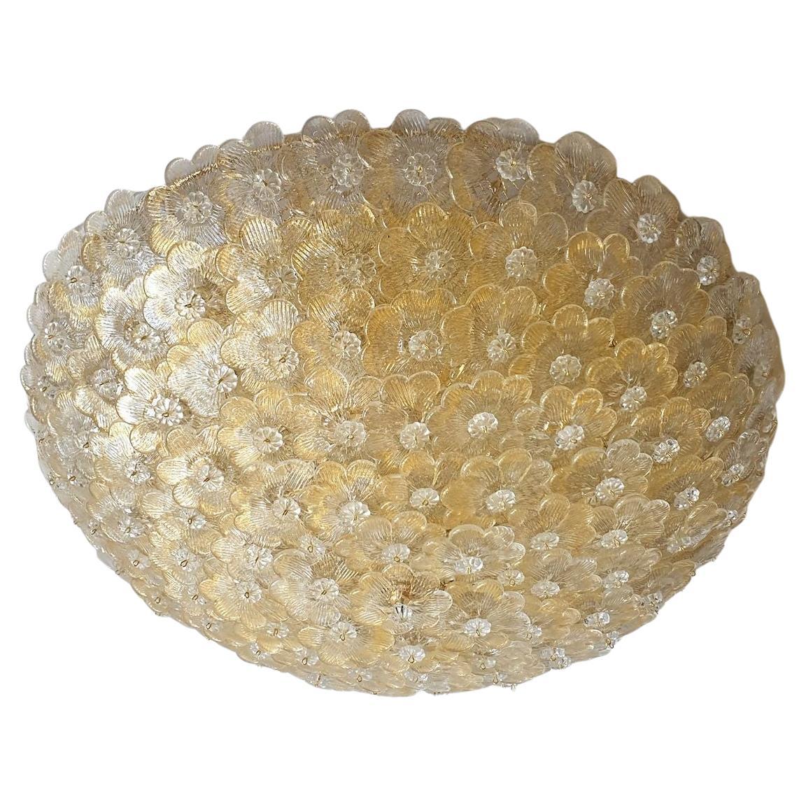 Murano Glass Flush-Mount Chandelier, Italy