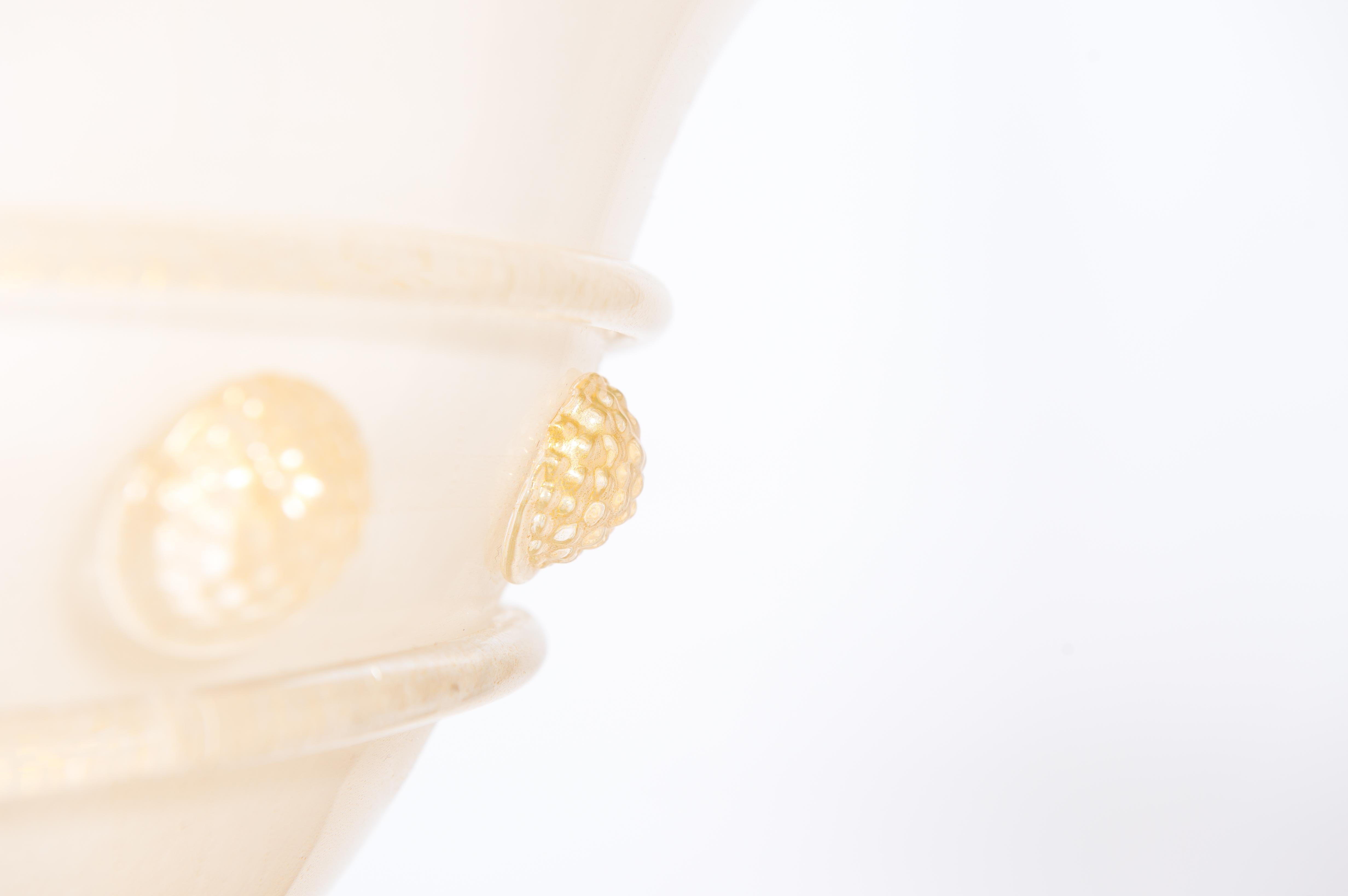 Muranoglas Flush Mount Elfenbein und Gold Farbe Decò, Italien im Angebot 2