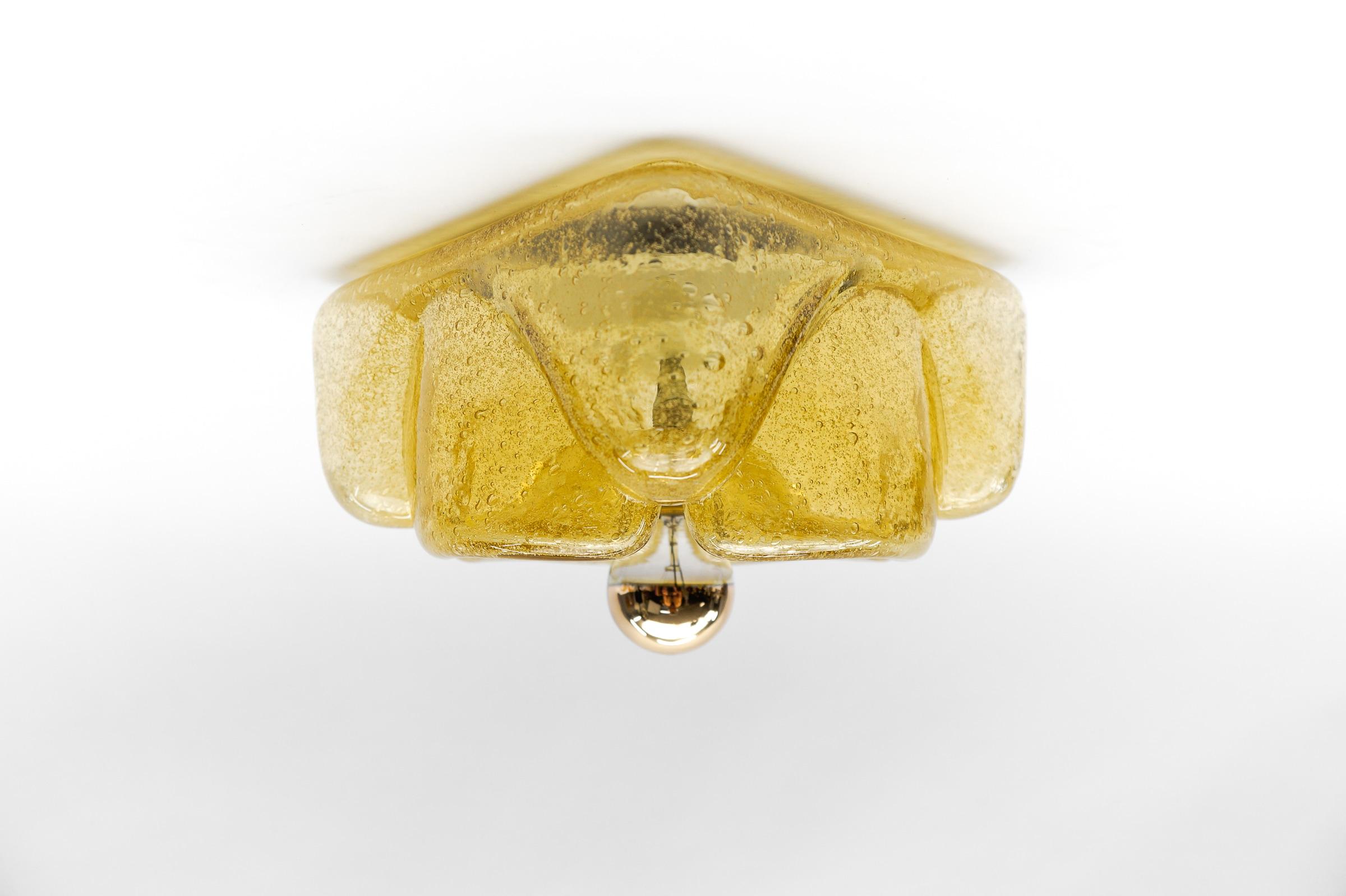 Murano Glass Flush Mount Lamp by Doria Leuchten, 1970s, Germany For Sale 5