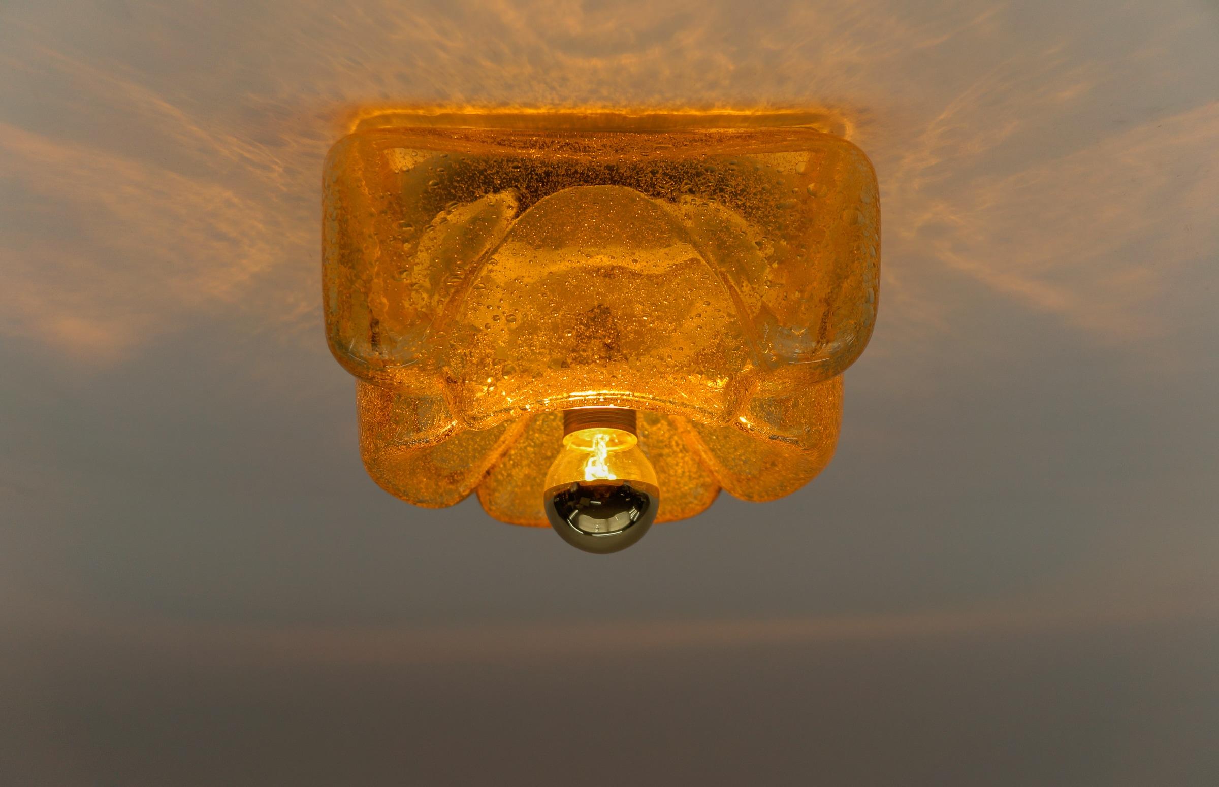 Mid-20th Century Murano Glass Flush Mount Lamp by Doria Leuchten, 1970s, Germany For Sale