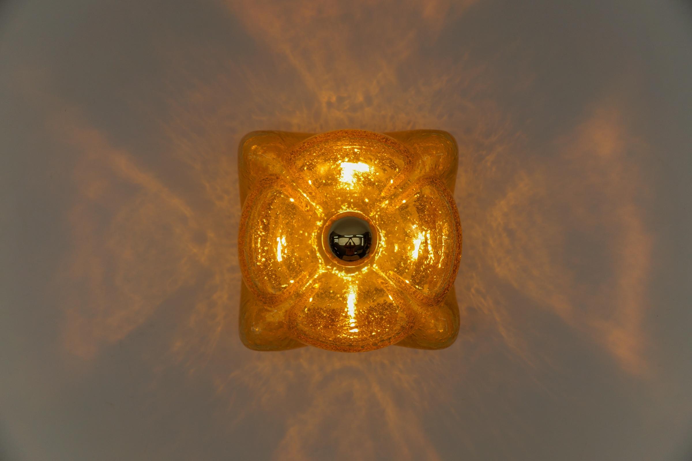 Murano Glass Flush Mount Lamp by Doria Leuchten, 1970s, Germany For Sale 1