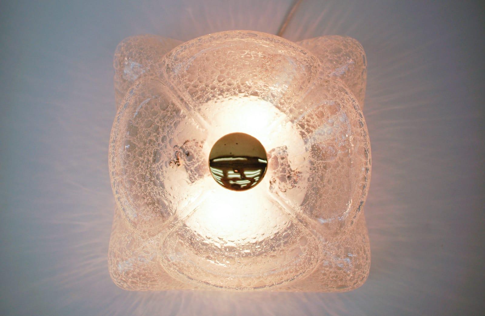 Murano Glass Flush Mount Lamp by Doria Leuchten, 1970s, Germany For Sale 3