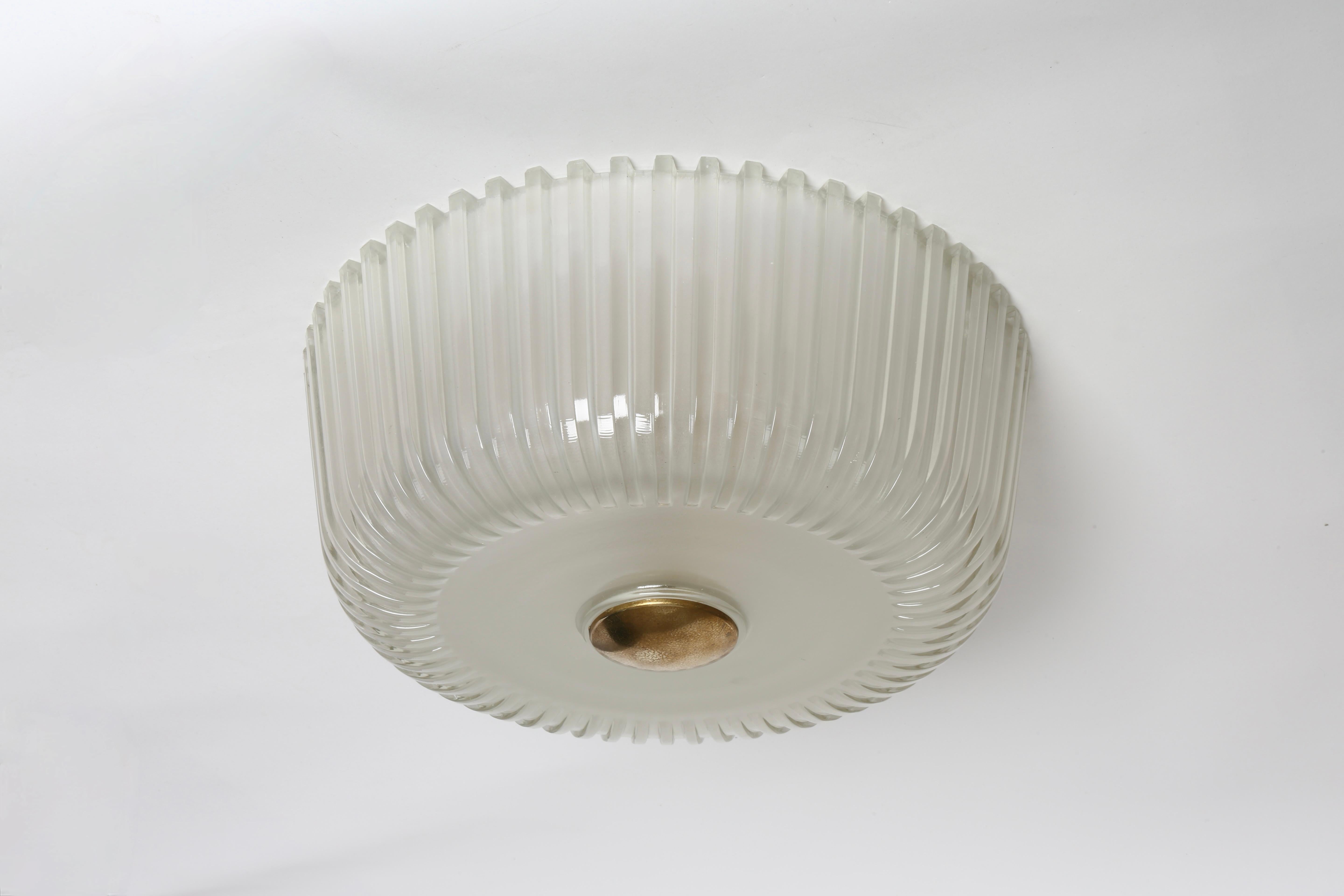 Lampe affleurante en verre de Murano par Seguso en vente 4