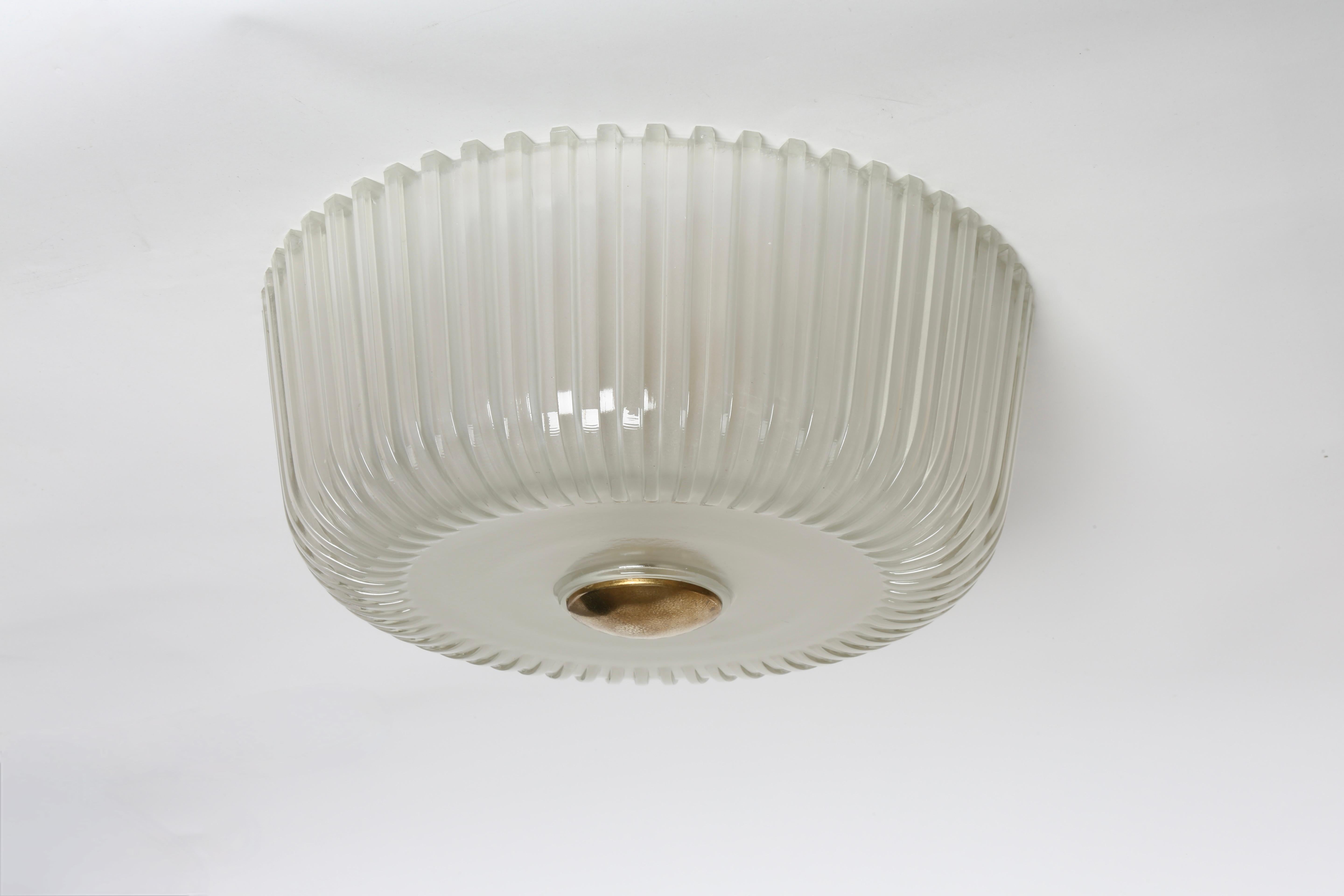 Lampe affleurante en verre de Murano par Seguso Bon état - En vente à Brooklyn, NY