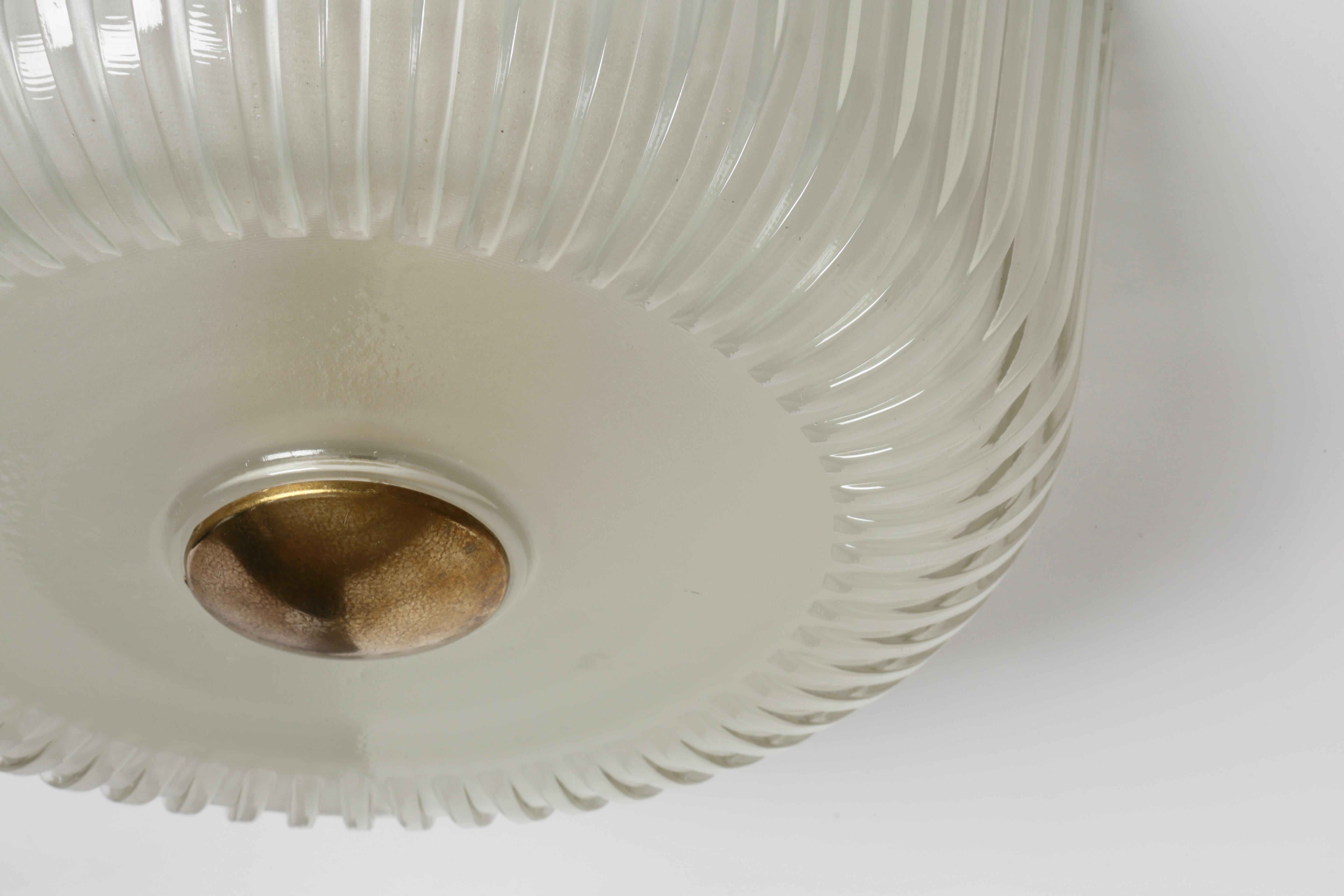 Milieu du XXe siècle Lampe affleurante en verre de Murano par Seguso en vente