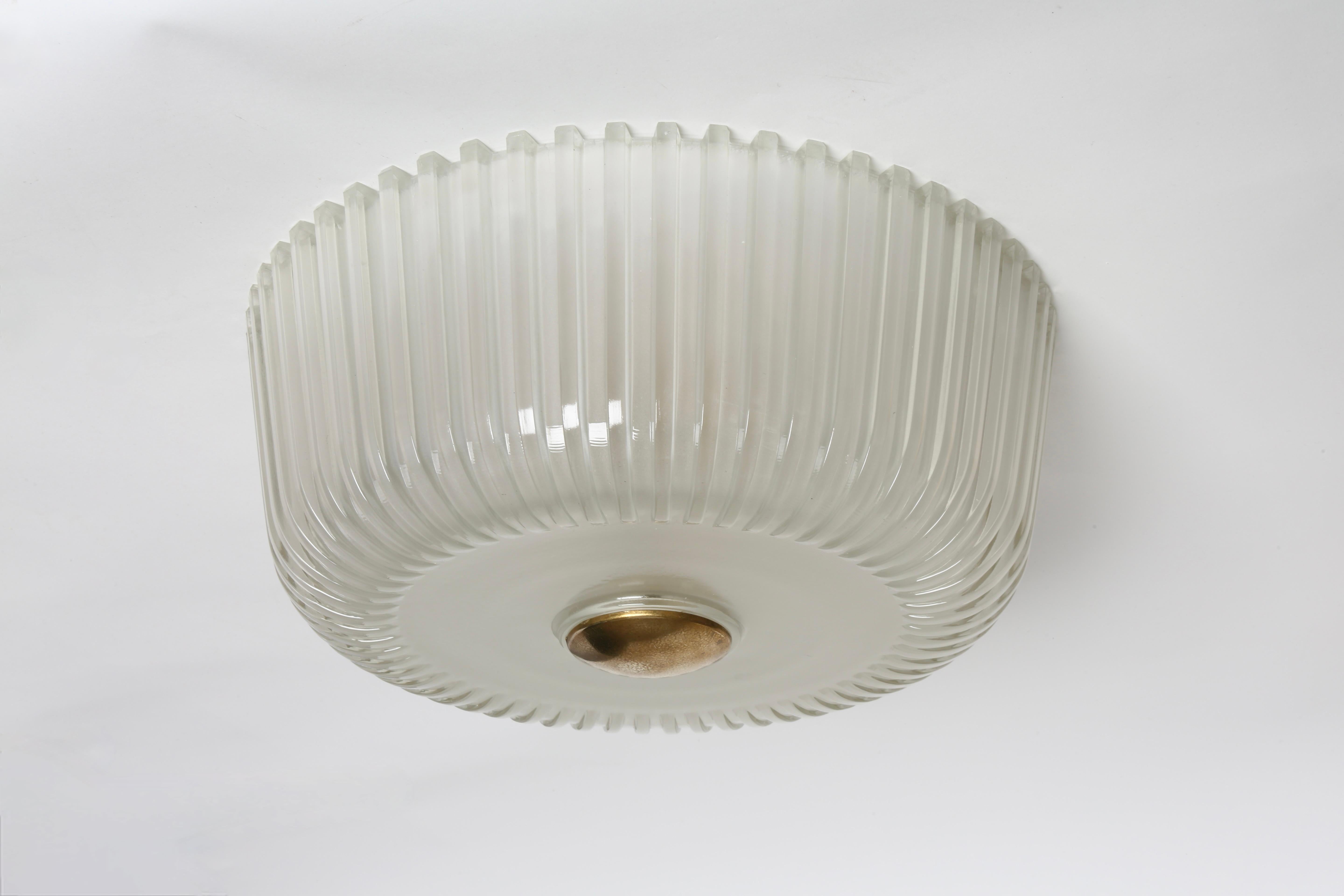 Métal Lampe affleurante en verre de Murano par Seguso en vente