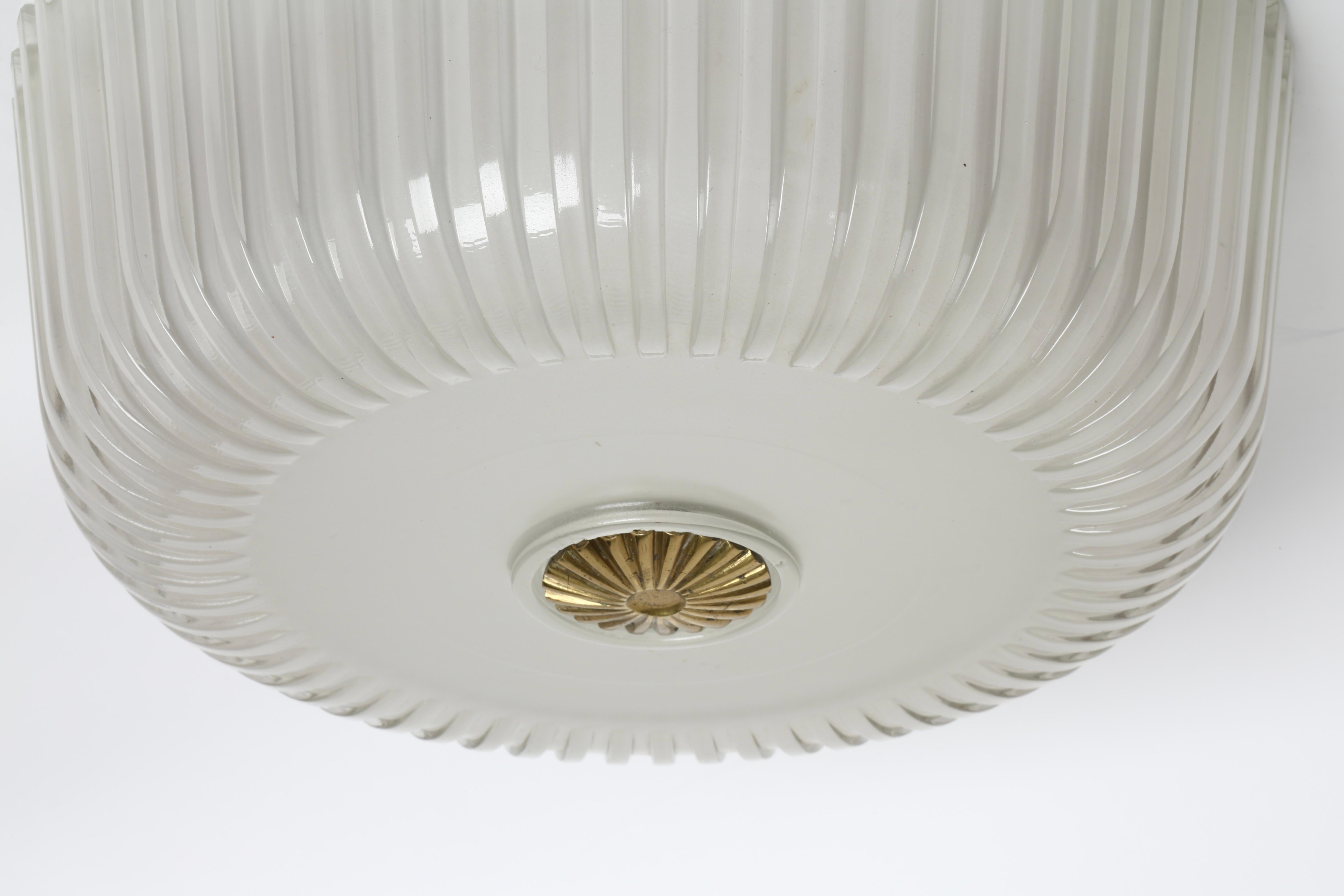 Metal Murano Glass Flush Mount Light by Seguso For Sale