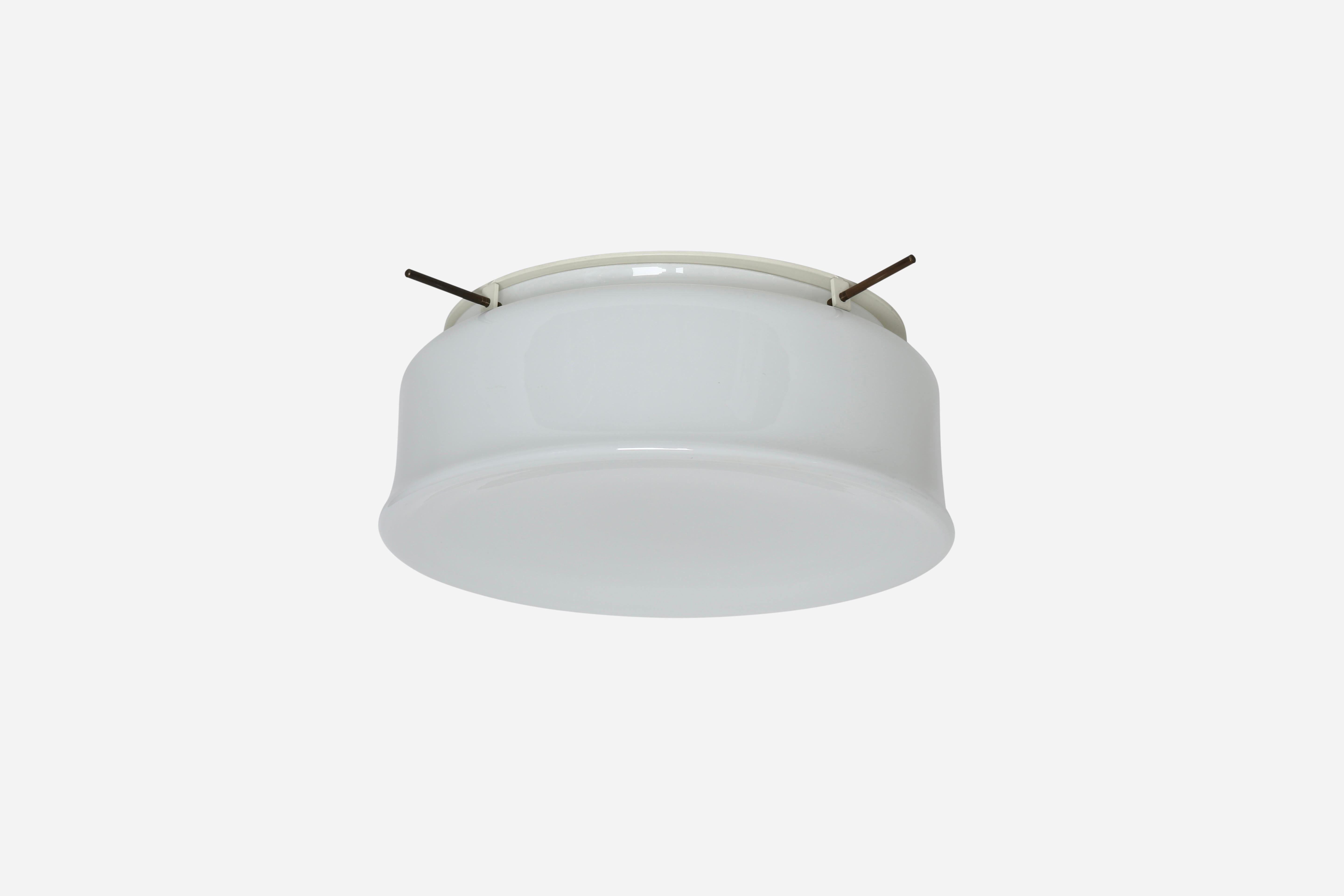 Mid-Century Modern Murano Glass Flush Mount Light by Vistosi, attributed circa 1960s For Sale