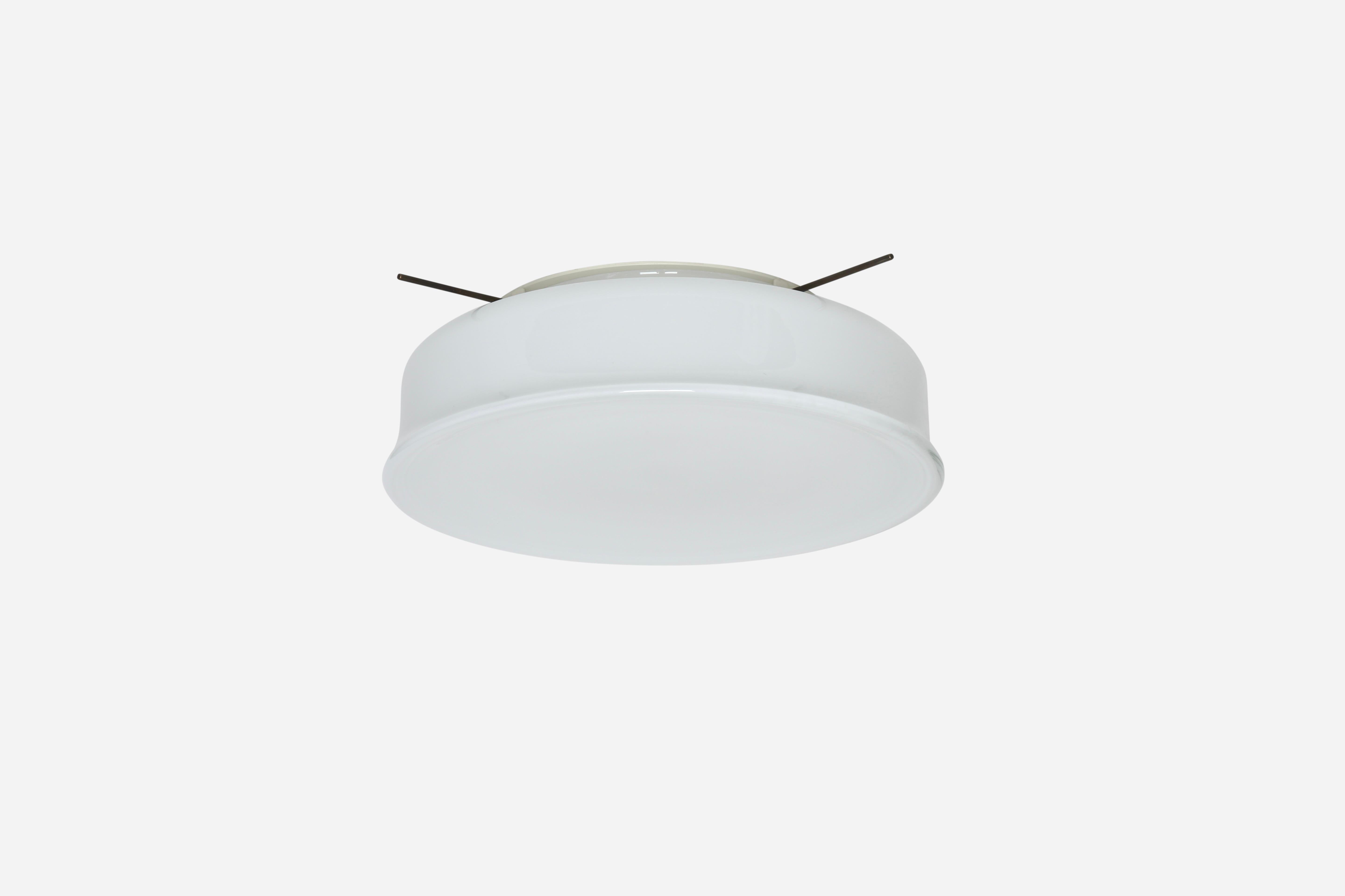 Mid-Century Modern Murano Glass Flush Mount Light by Vistosi, attributed circa 1960s For Sale