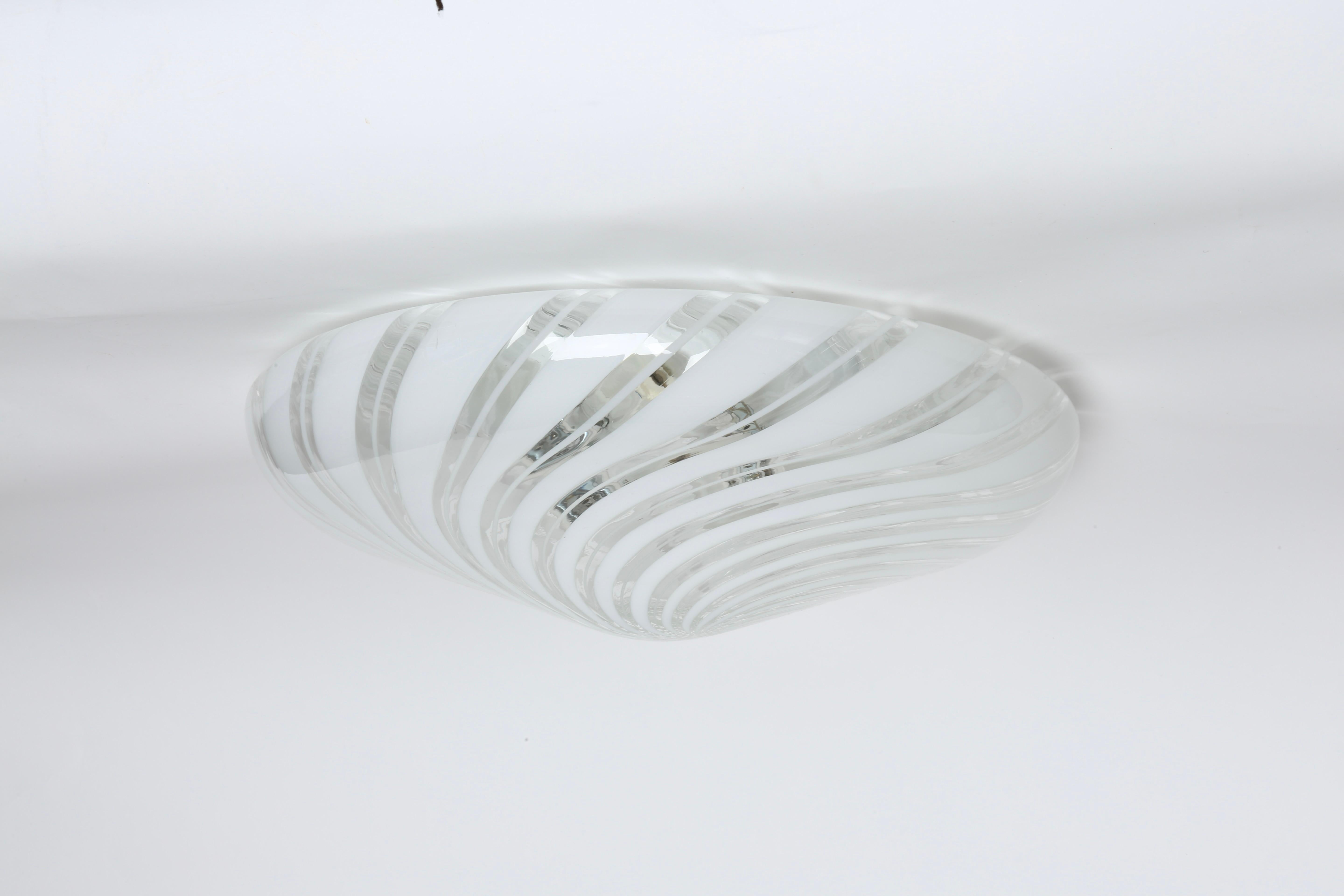 Mid-Century Modern Murano Glass Flush Mount Light, circa 1960s For Sale