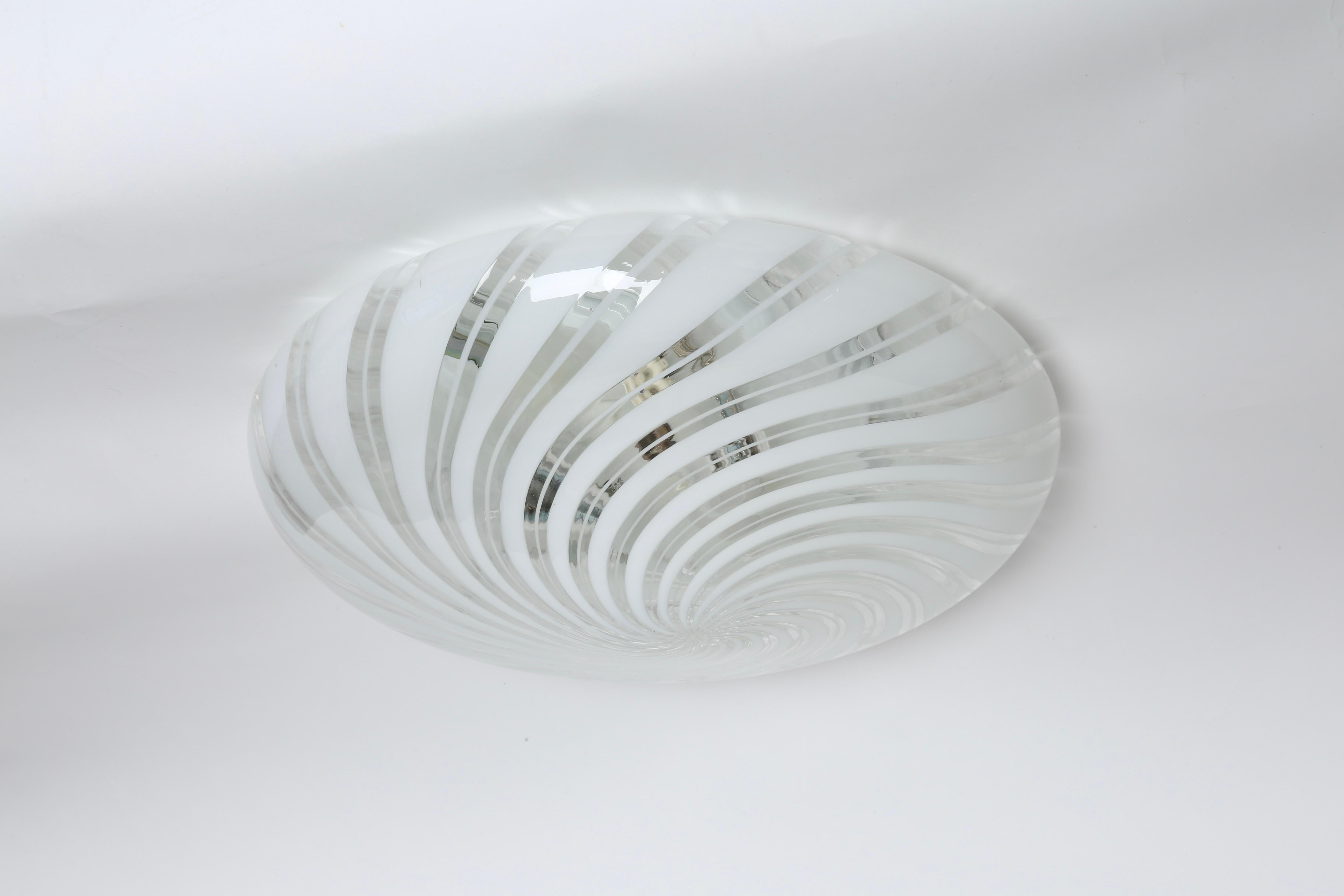 Murano Glass Flush Mount Light, circa 1960s In Good Condition For Sale In Brooklyn, NY