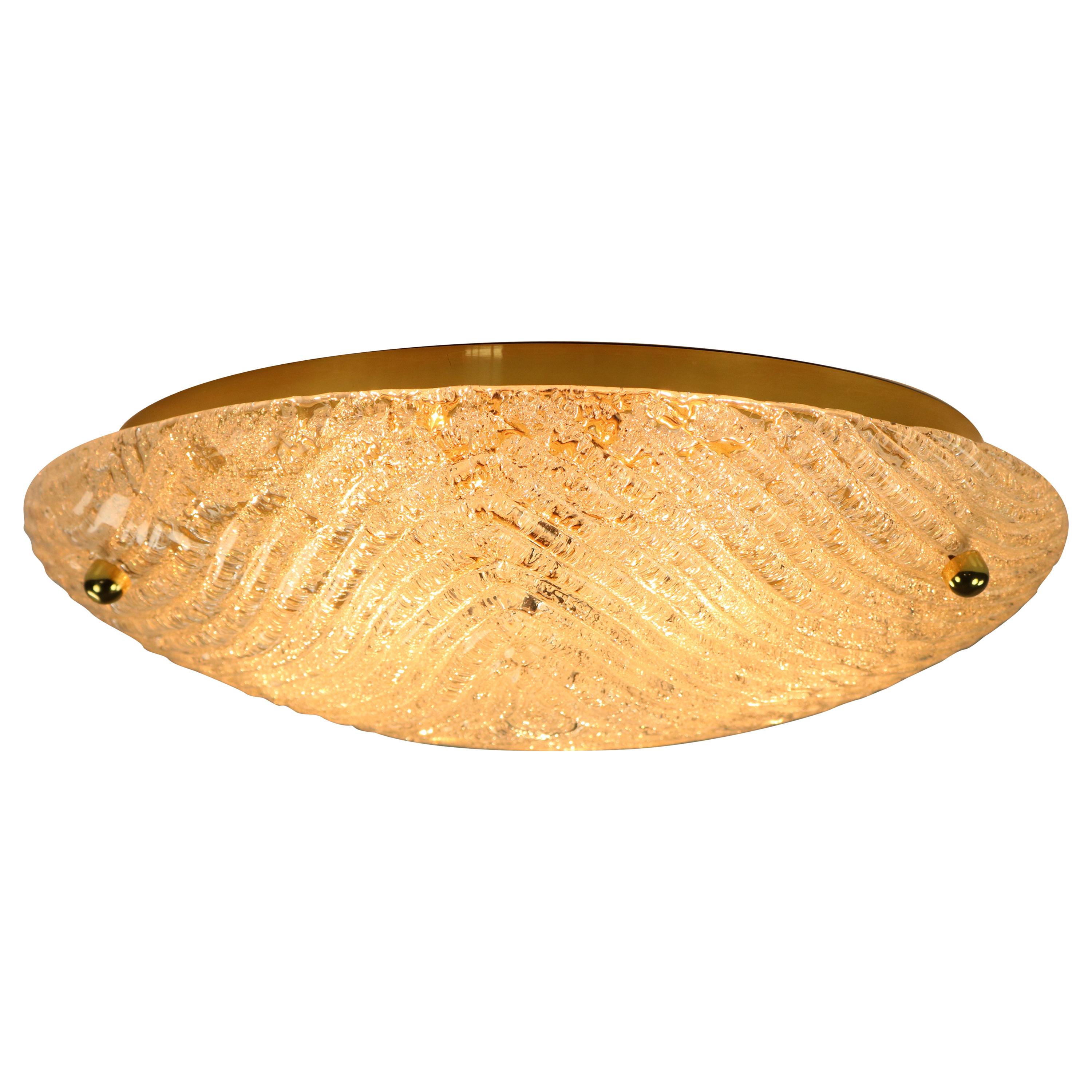 Murano Glass Flush Mount Light Midcentury Ceiling Fixture Lamp Kalmar For Sale