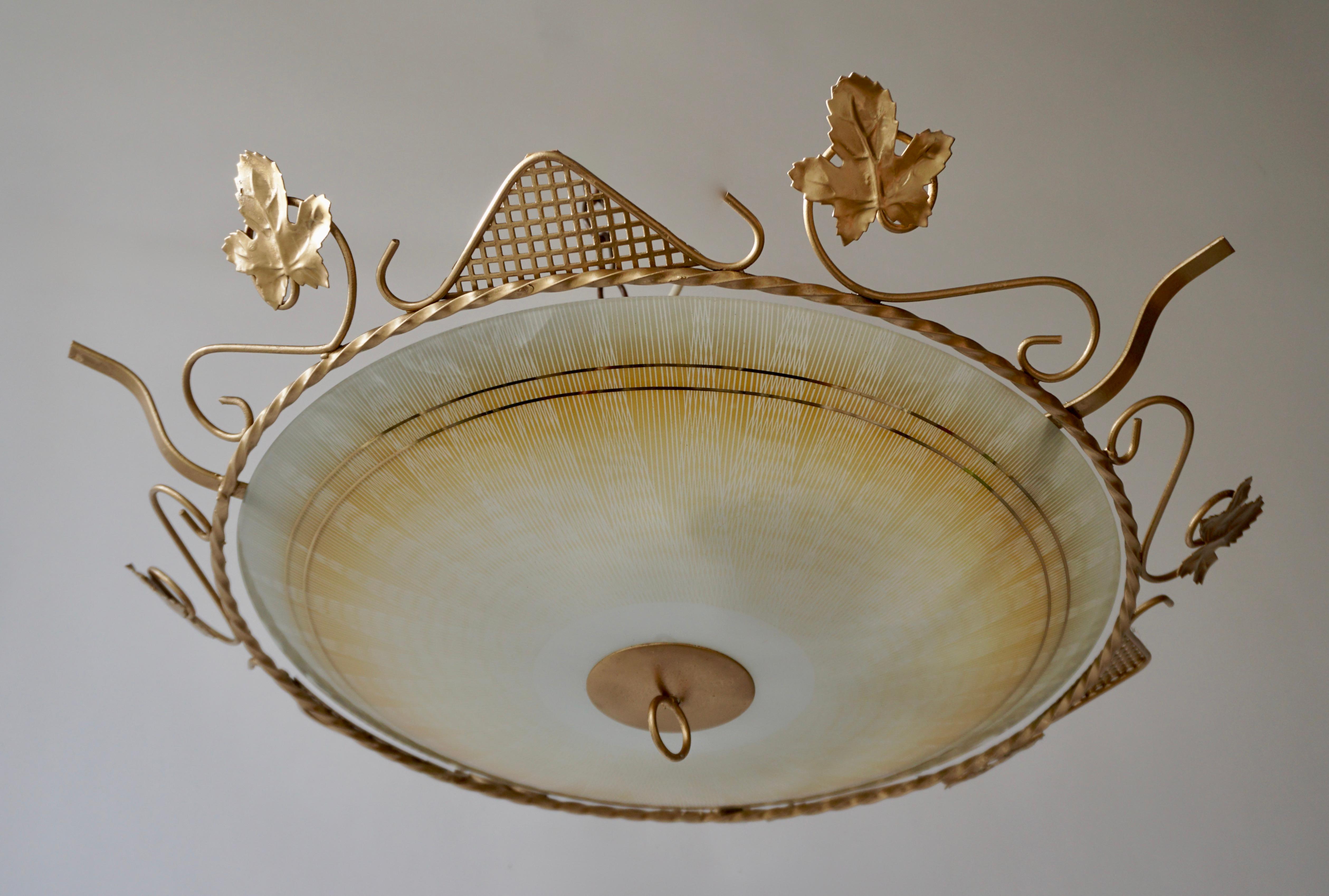 European Murano Glass Flush Mount or Wall Lamp, Italy, 1950s For Sale