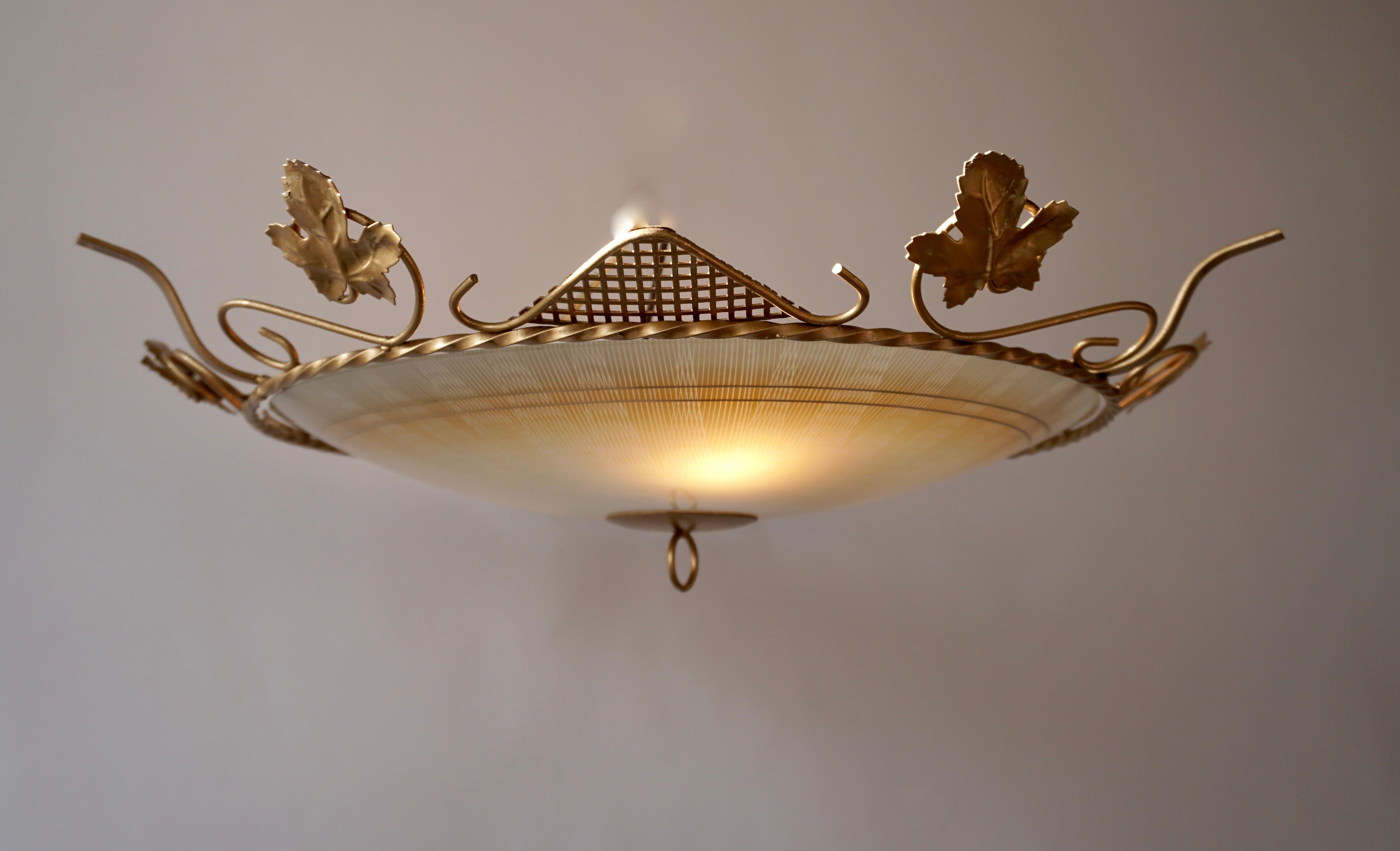 Murano Glass Flush Mount or Wall Lamp, Italy, 1950s For Sale 1