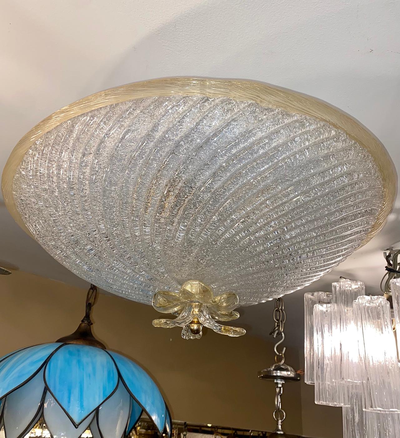 Murano Glass Flush Mounted Light Fixture In Good Condition For Sale In New York, NY