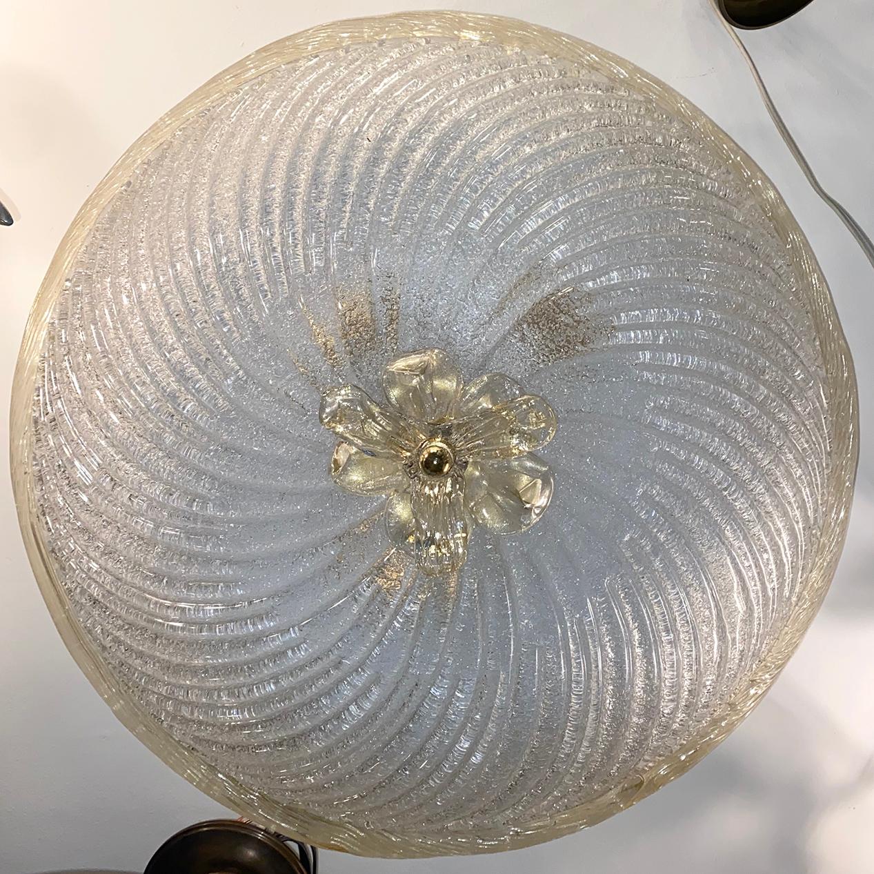 Mid-20th Century Murano Glass Flush Mounted Light Fixture For Sale