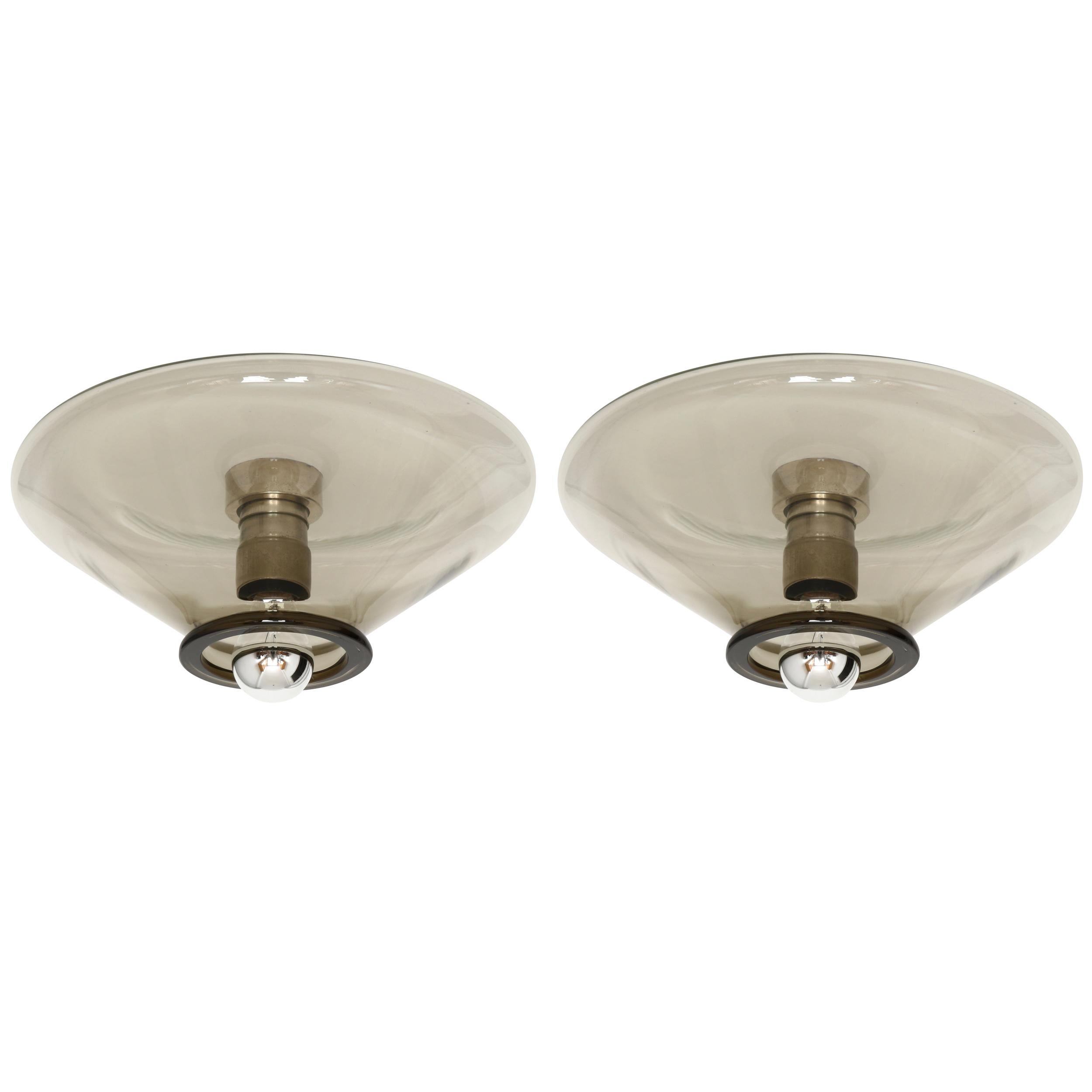 Pair of Flush Mounts by Giusto Toso for Leucos