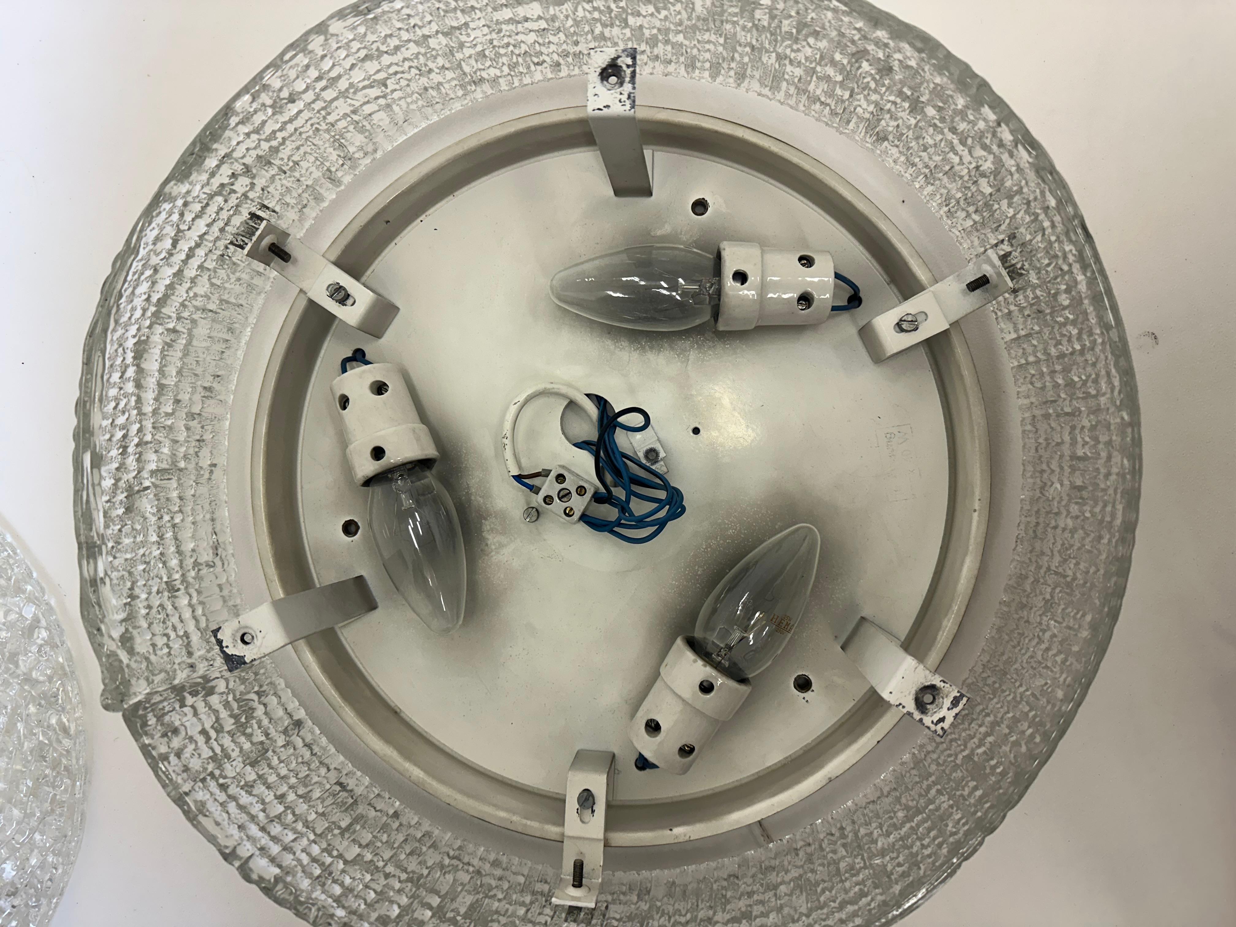 Murano Glass Flushmount Fixture by Kaiser, Germany, 1960s For Sale 6