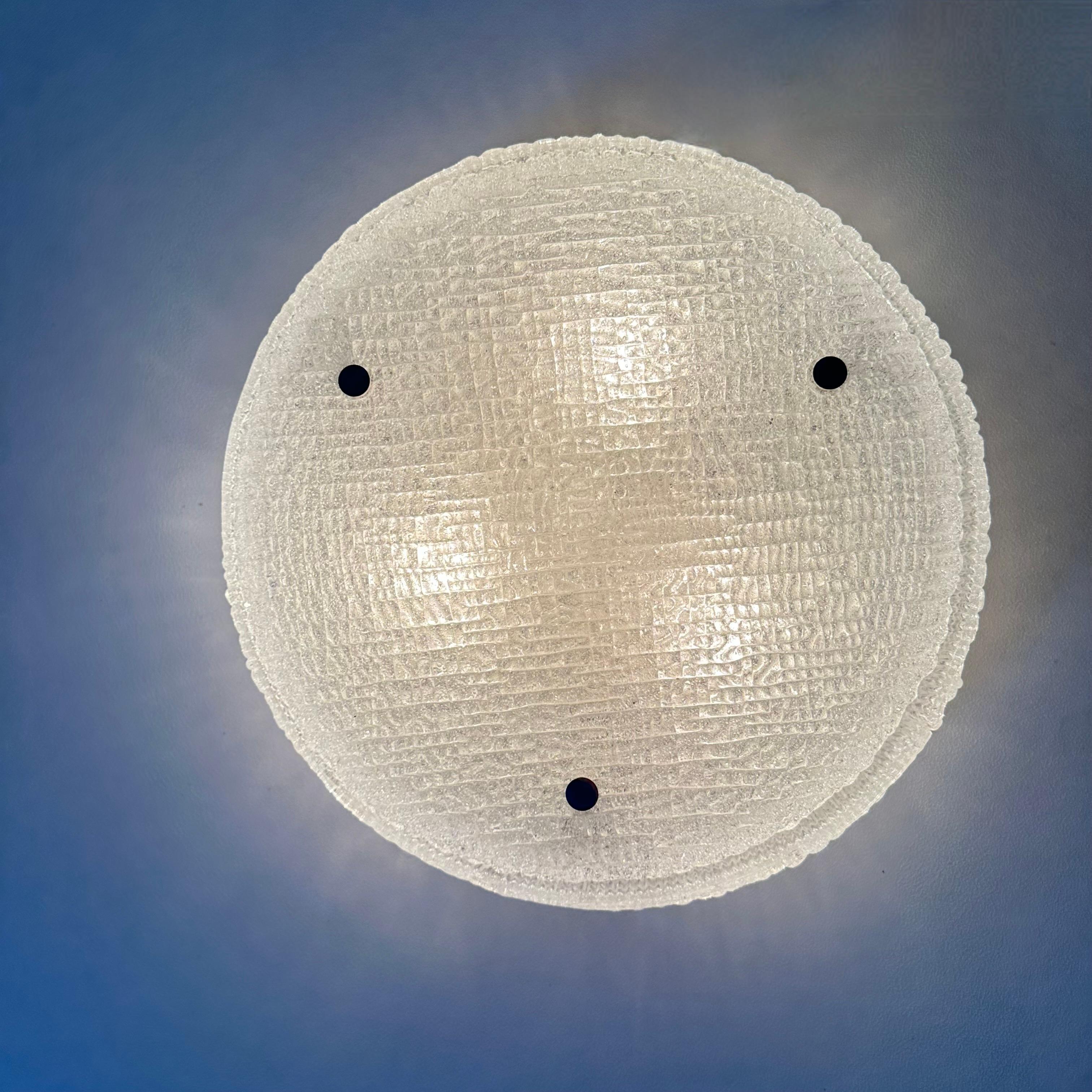 Murano Glass Flushmount Fixture by Kaiser, Germany, 1960s For Sale 5