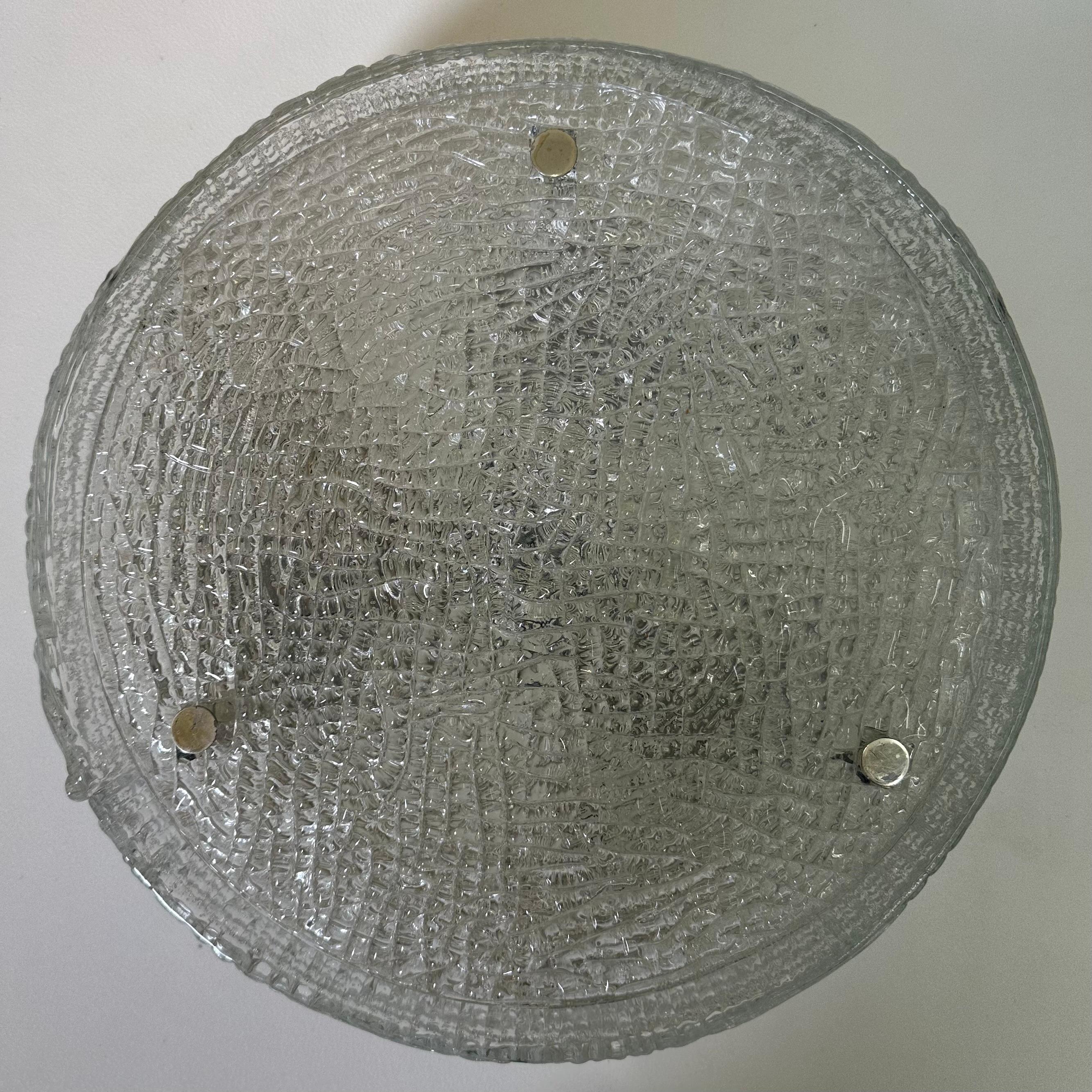 Murano Glass Flushmount Fixture by Kaiser, Germany, 1960s For Sale 7