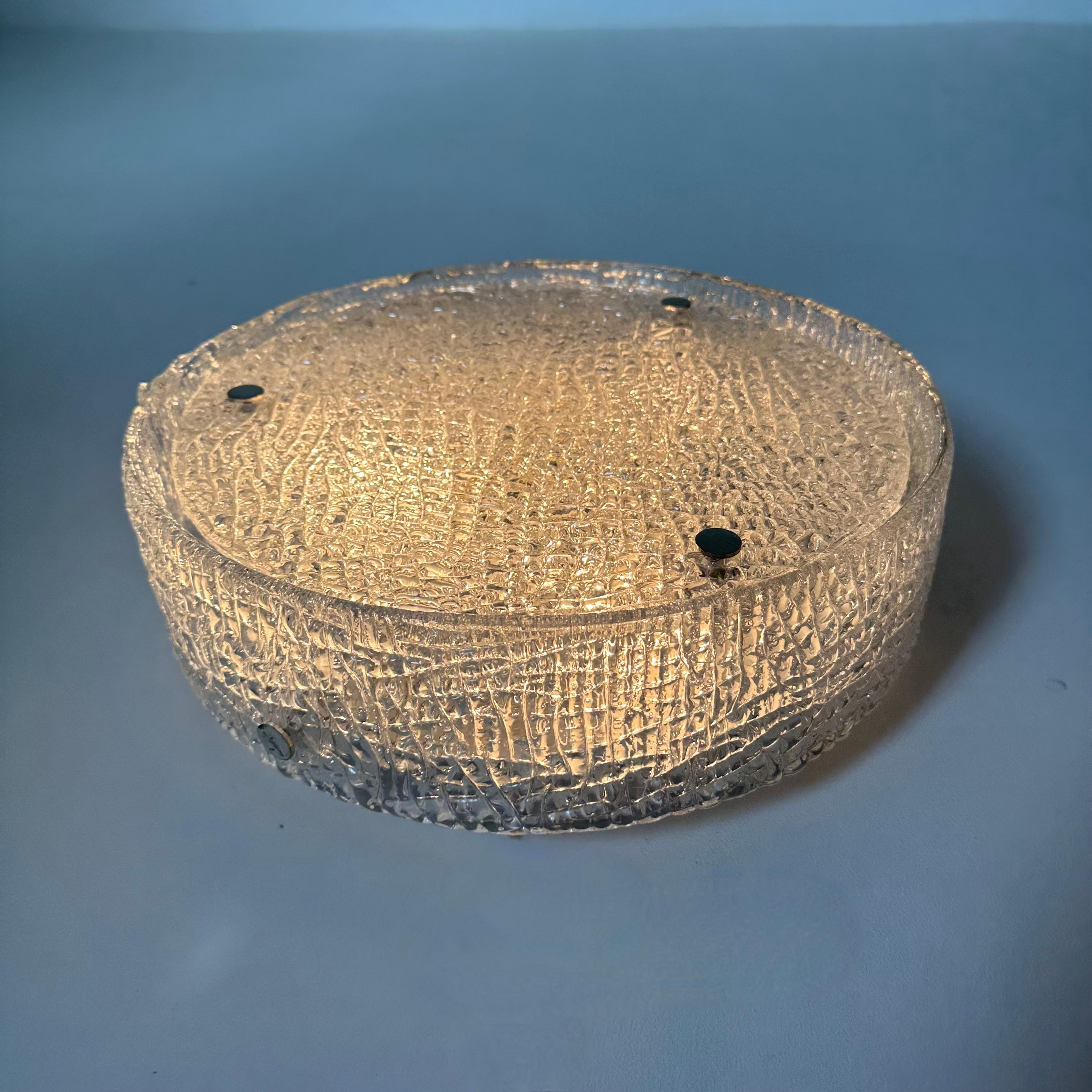 Mid-20th Century Murano Glass Flushmount Fixture by Kaiser, Germany, 1960s For Sale