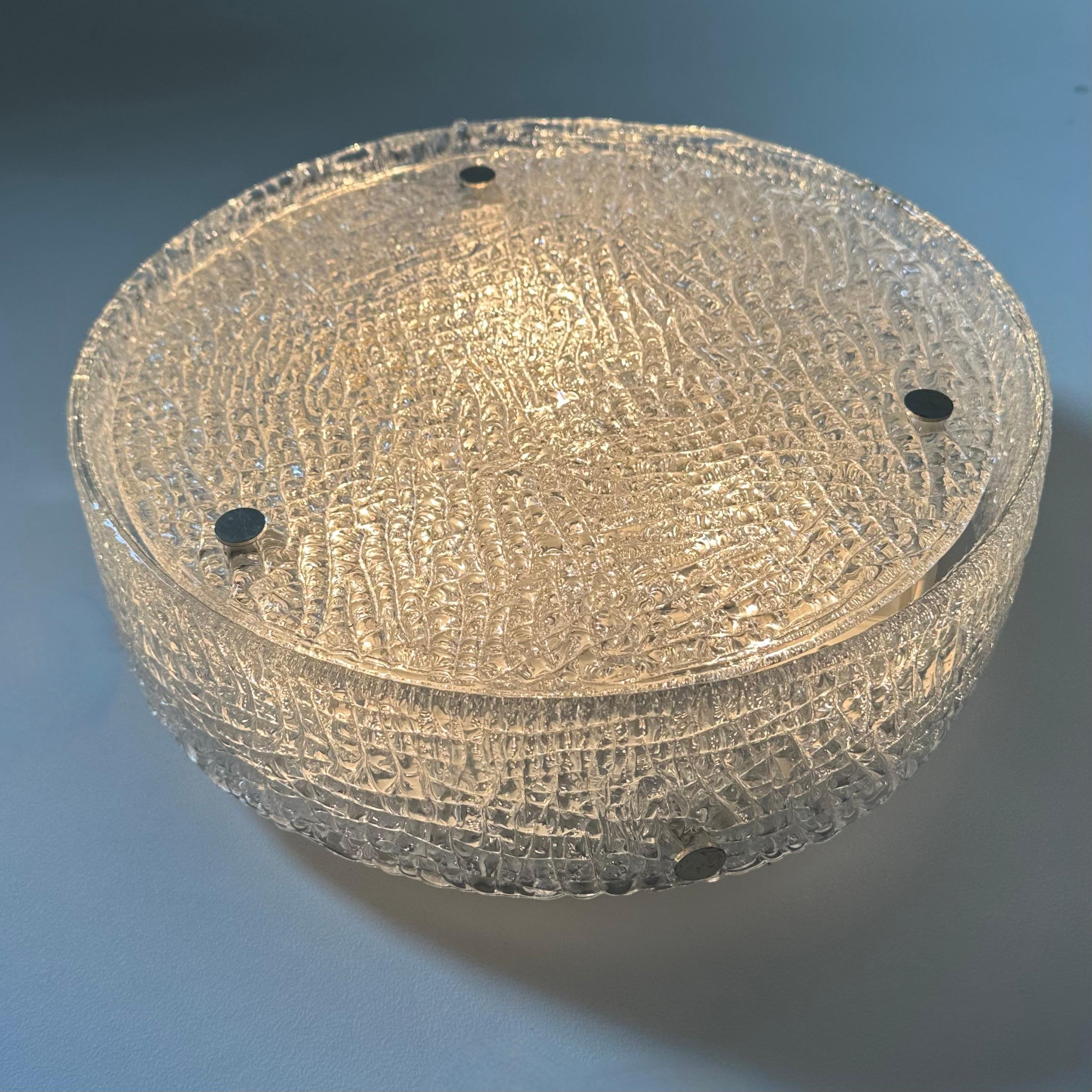 Murano Glass Flushmount Fixture by Kaiser, Germany, 1960s For Sale 1
