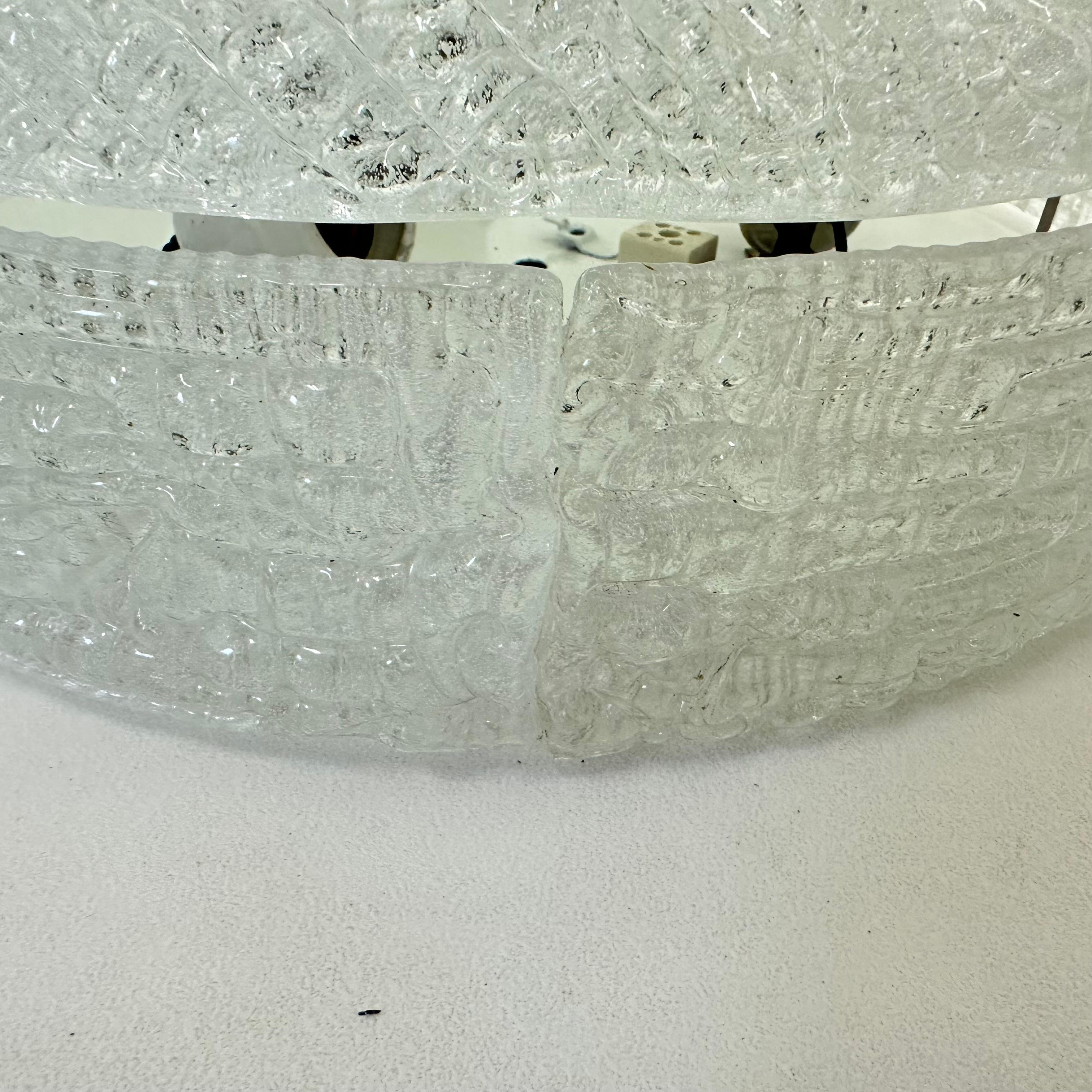 Late 20th Century Murano Glass Flushmount Fixture by Kaiser, Germany, 1960s For Sale