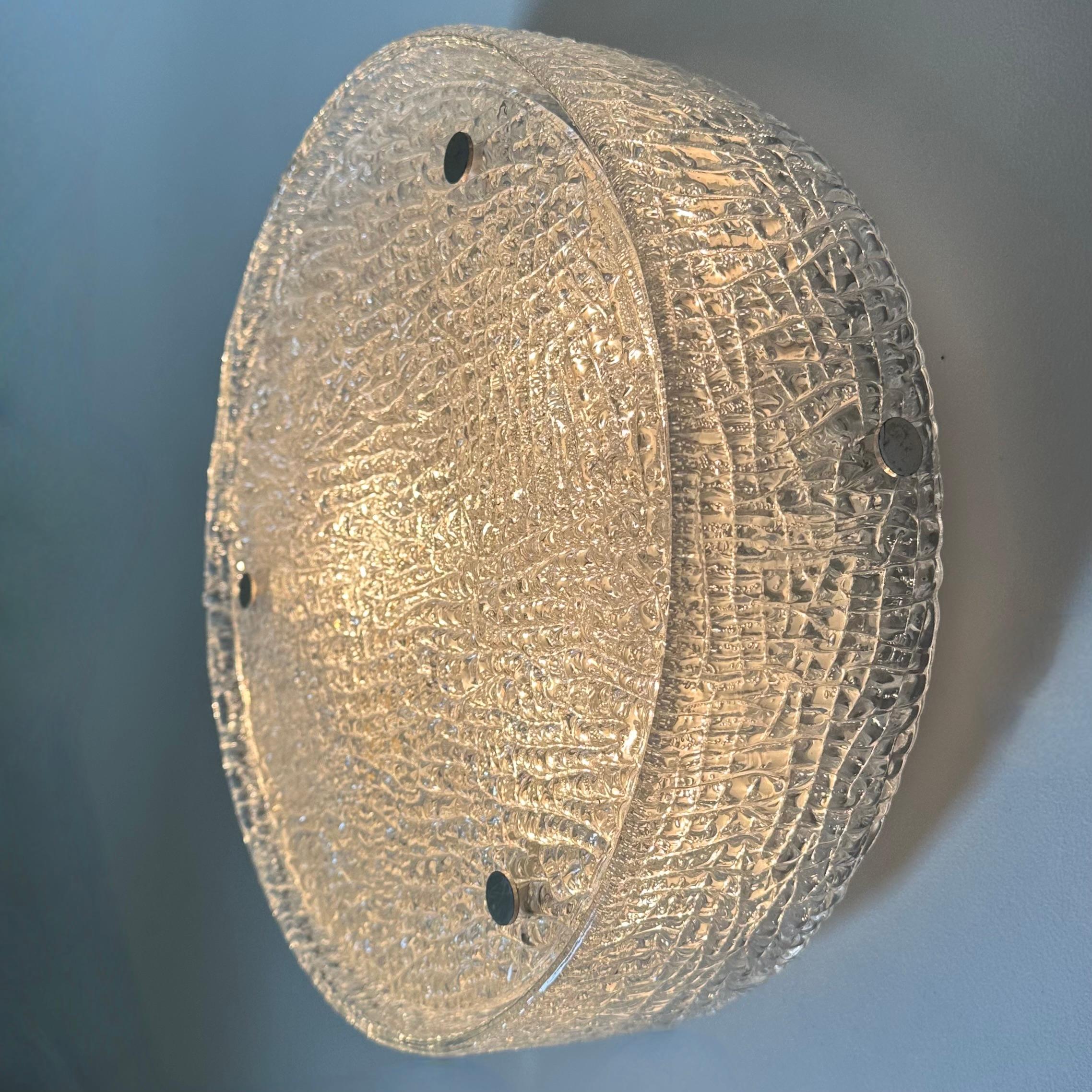 Murano Glass Flushmount Fixture by Kaiser, Germany, 1960s For Sale 2